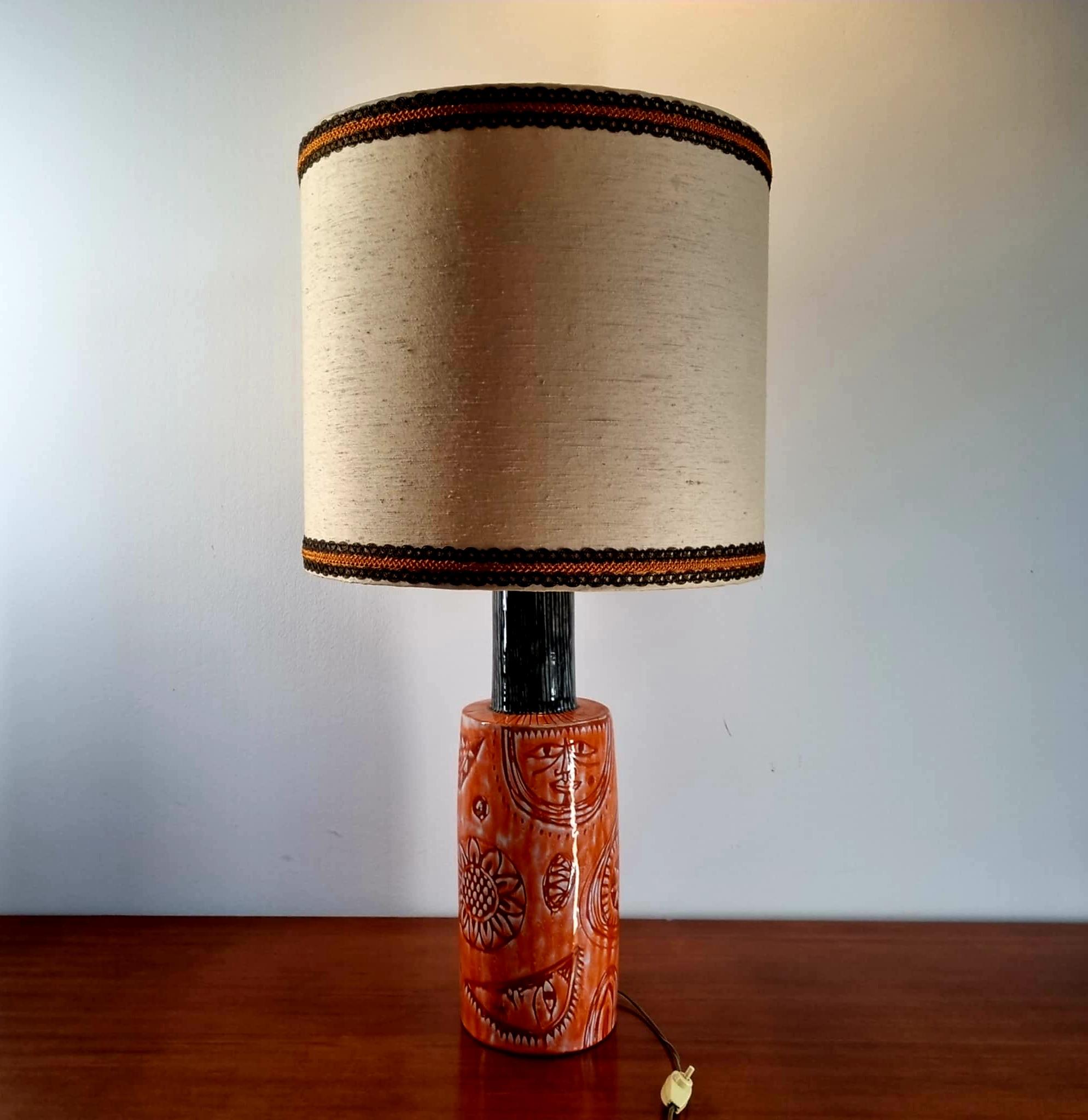 Large Mid Century Glazed Ceramic Table Lamp Designed by Elio Schiavon, Italy 60s 5