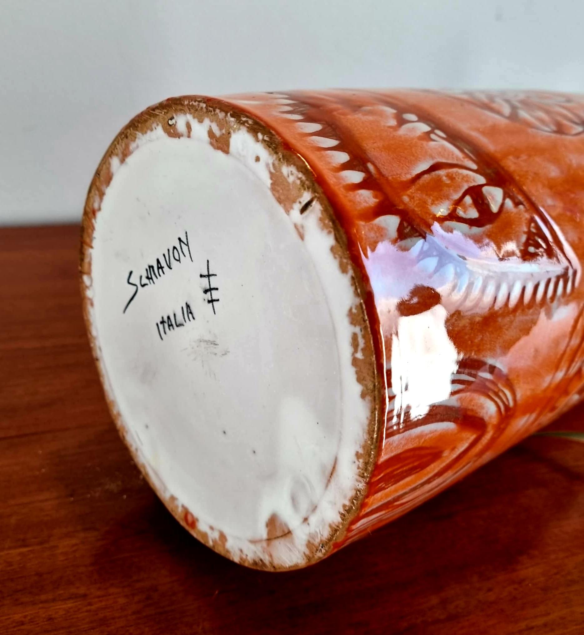 Mid-Century Modern Large Mid Century Glazed Ceramic Table Lamp Designed by Elio Schiavon, Italy 60s