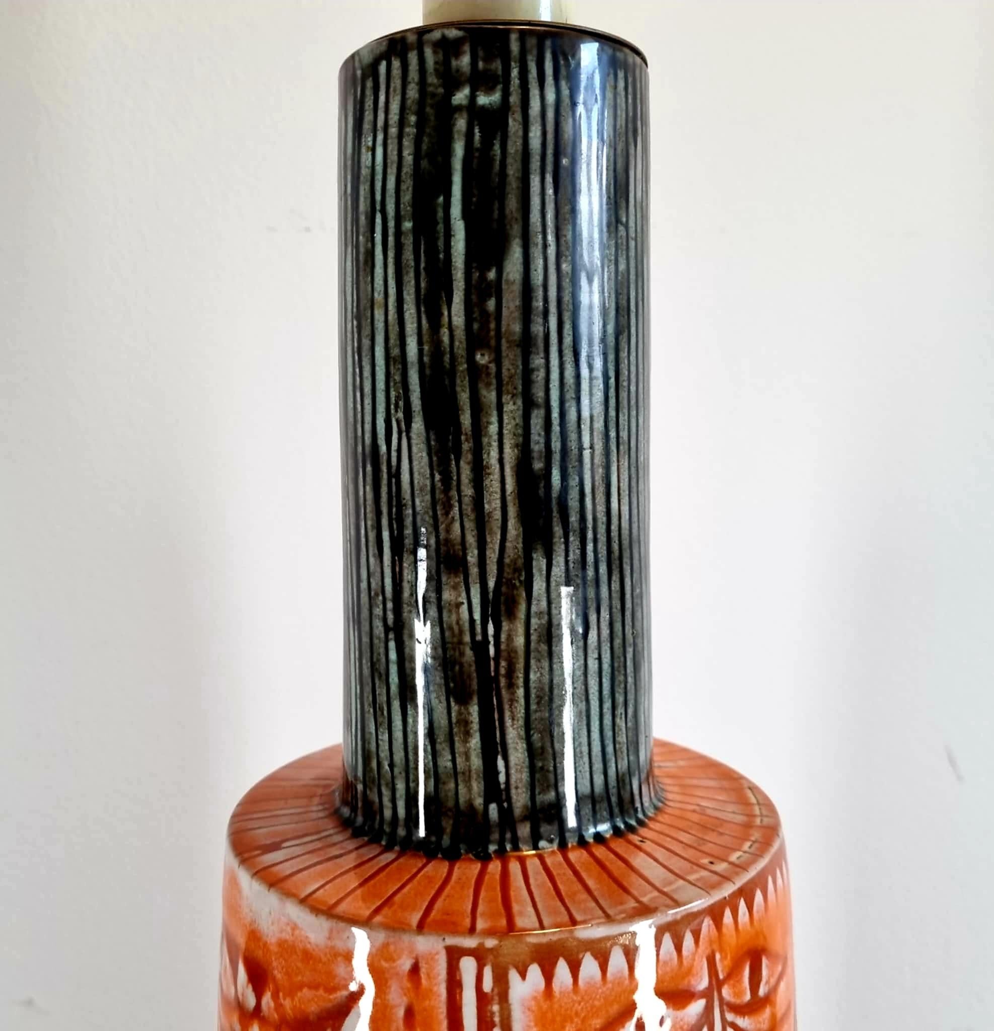 Mid-20th Century Large Mid Century Glazed Ceramic Table Lamp Designed by Elio Schiavon, Italy 60s