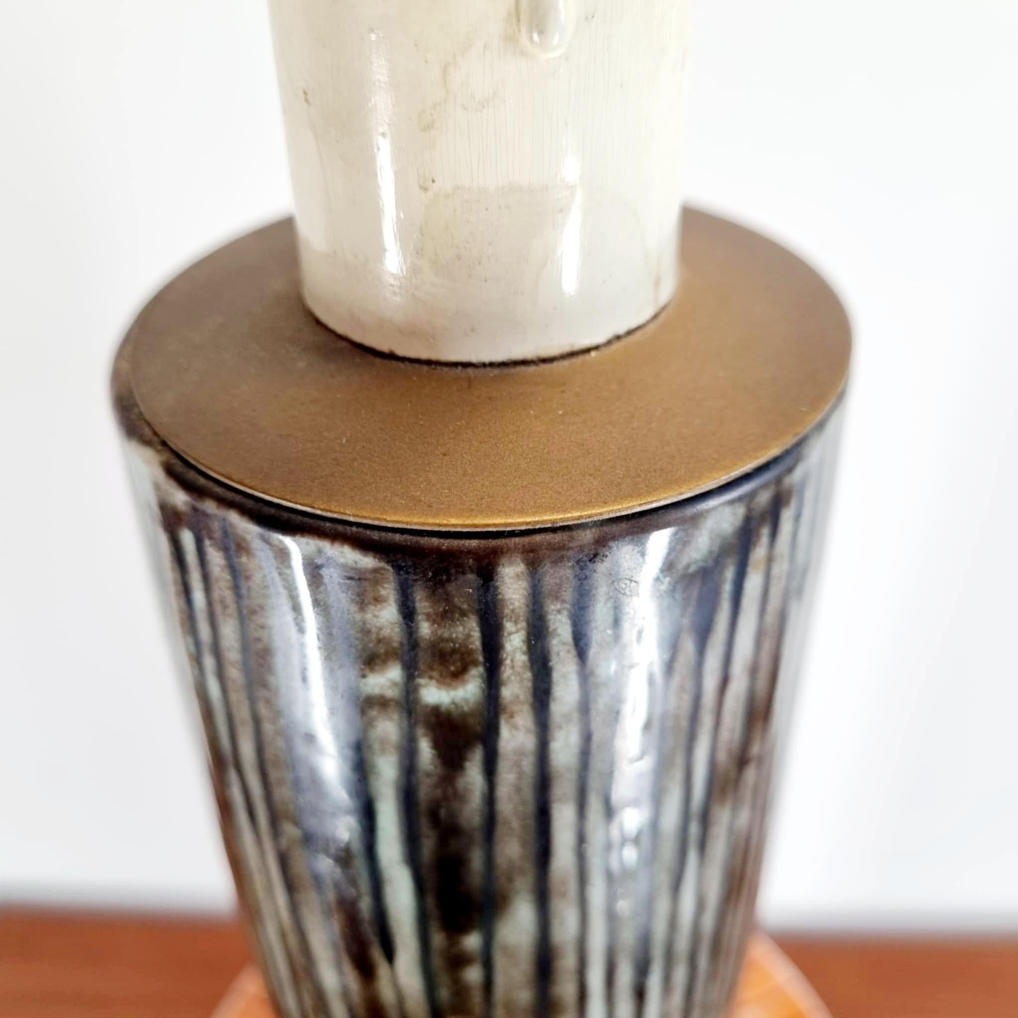 Large Mid Century Glazed Ceramic Table Lamp Designed by Elio Schiavon, Italy 60s 1