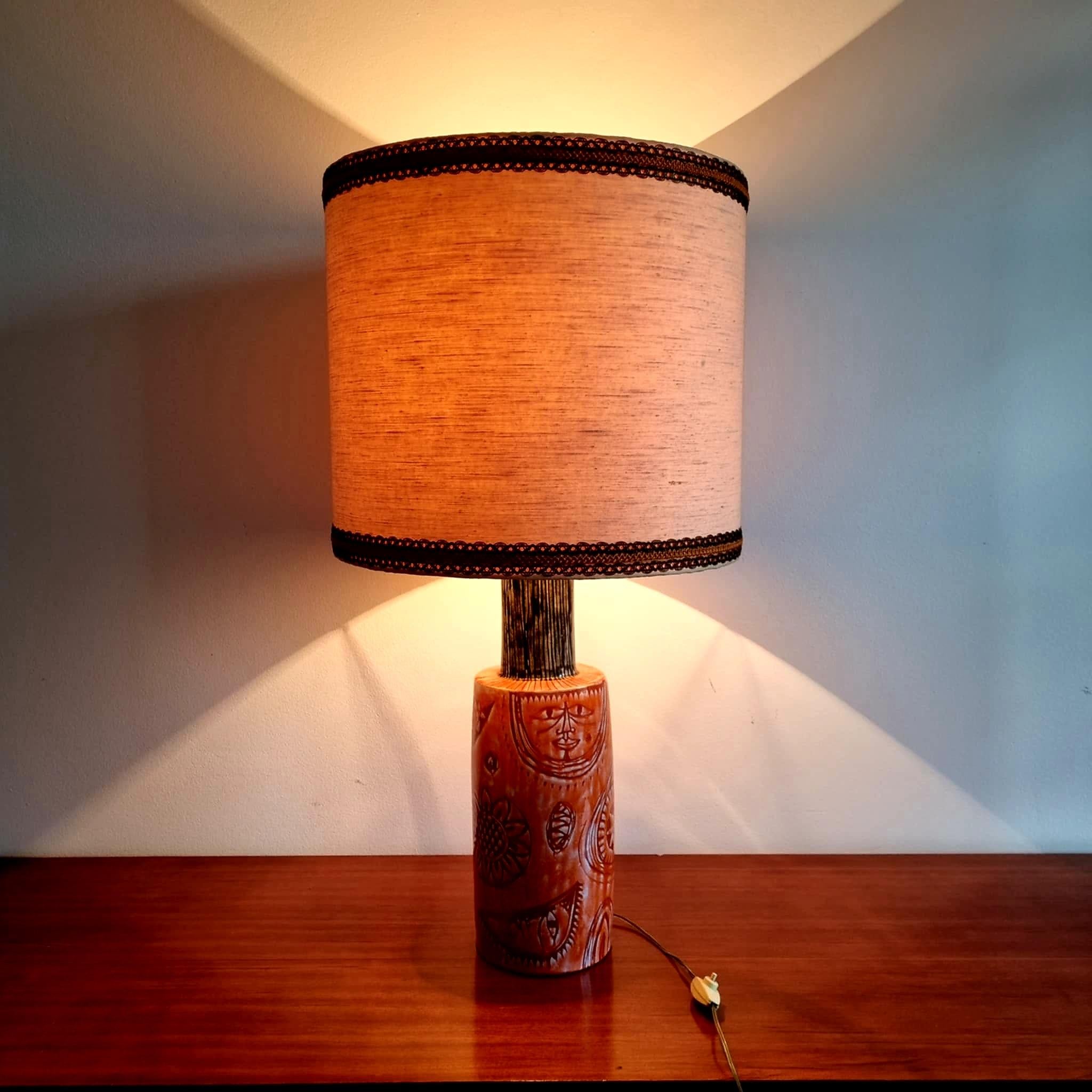 Large Mid Century Glazed Ceramic Table Lamp Designed by Elio Schiavon, Italy 60s 3