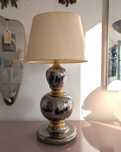 Large mid century gold & silver-glazed terracotta lamp by Studio 4, Italy, 1960s