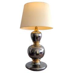 Large mid century gold & silver-glazed terracotta lamp by Studio 4, Italy, 1960s