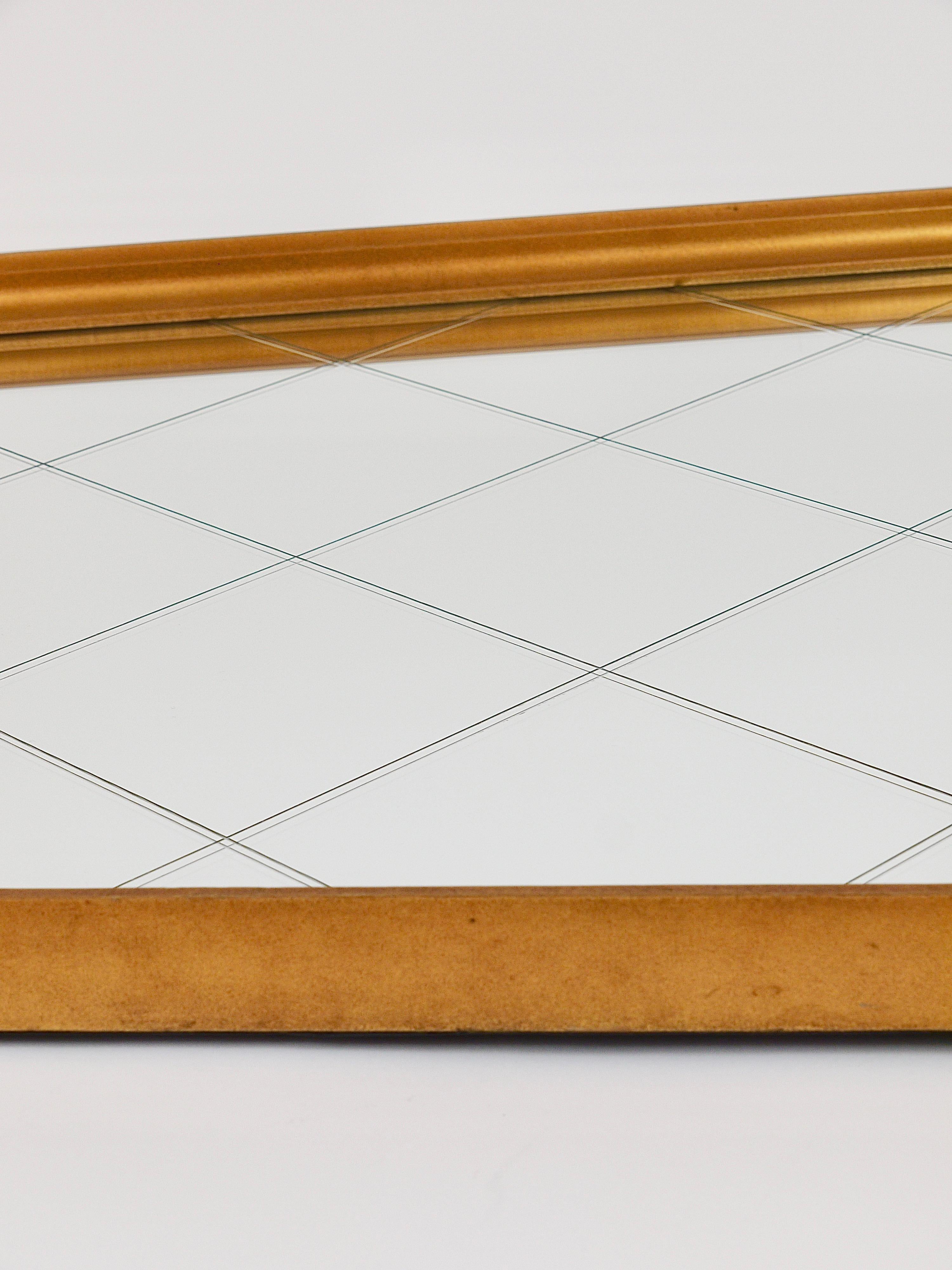 Large Mid-Century Golden Wall Mirror with Faceted Check Pattern, Austria, 1950s For Sale 12