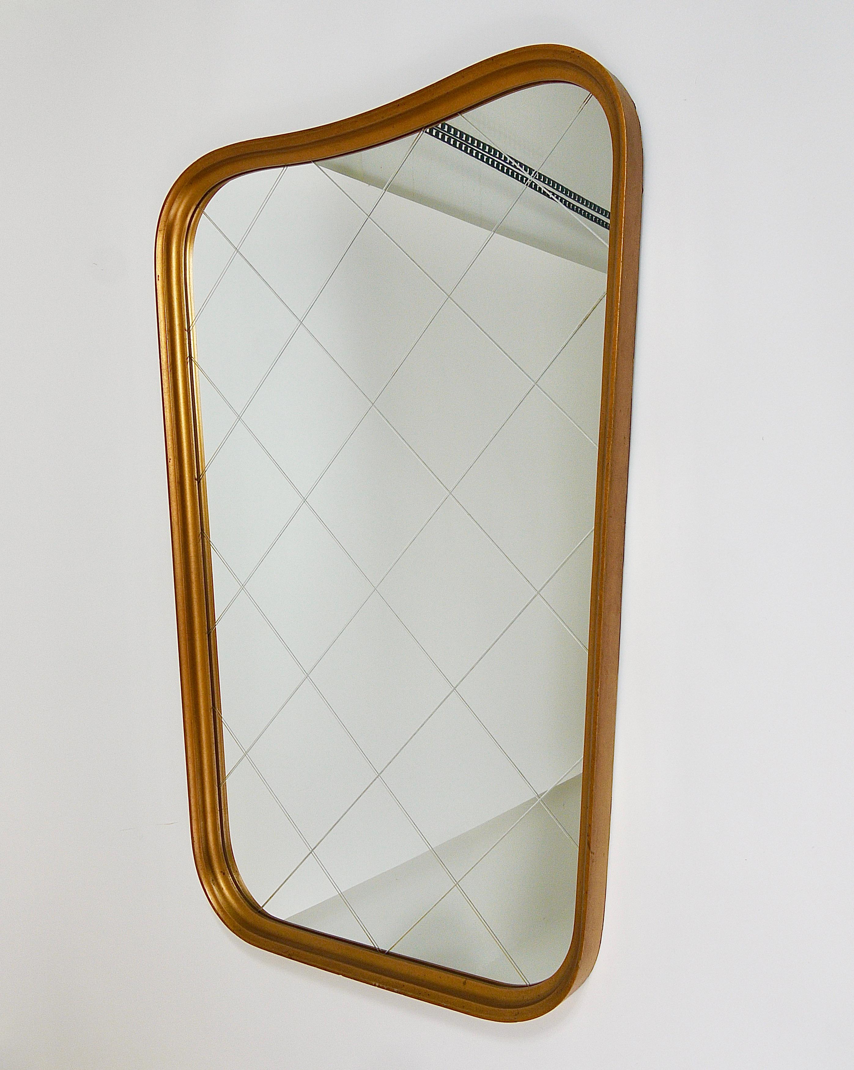 Large Mid-Century Golden Wall Mirror with Faceted Check Pattern, Austria, 1950s For Sale 2