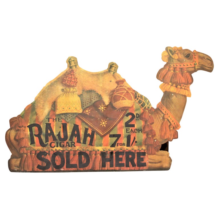Large Mid-Century Gran Habano Rajah Cigar Advertising Tobacco Store Display Sign For Sale