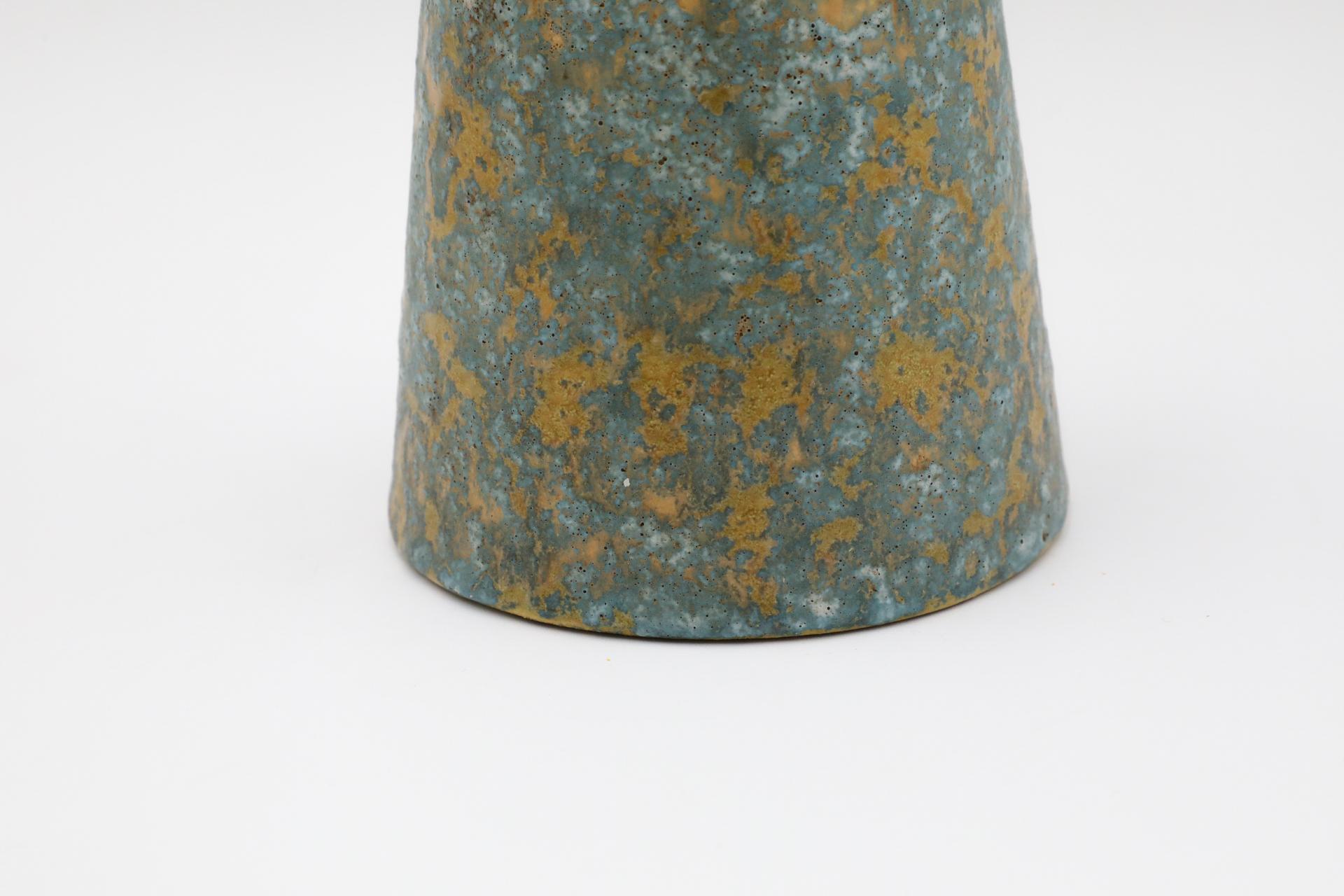 Large Mid-Century Gray and Yellow Lava Vase with Hourglass Shape 2