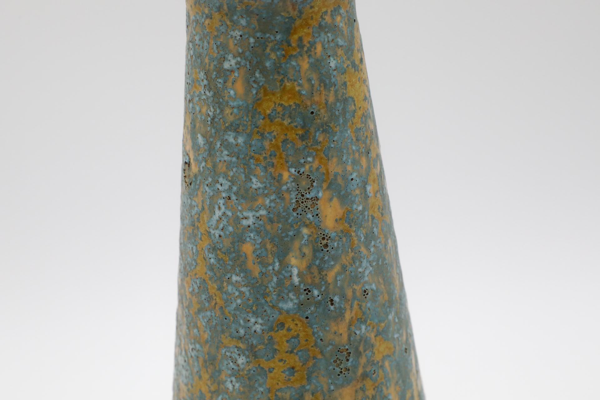 Large Mid-Century Gray and Yellow Lava Vase with Hourglass Shape 3