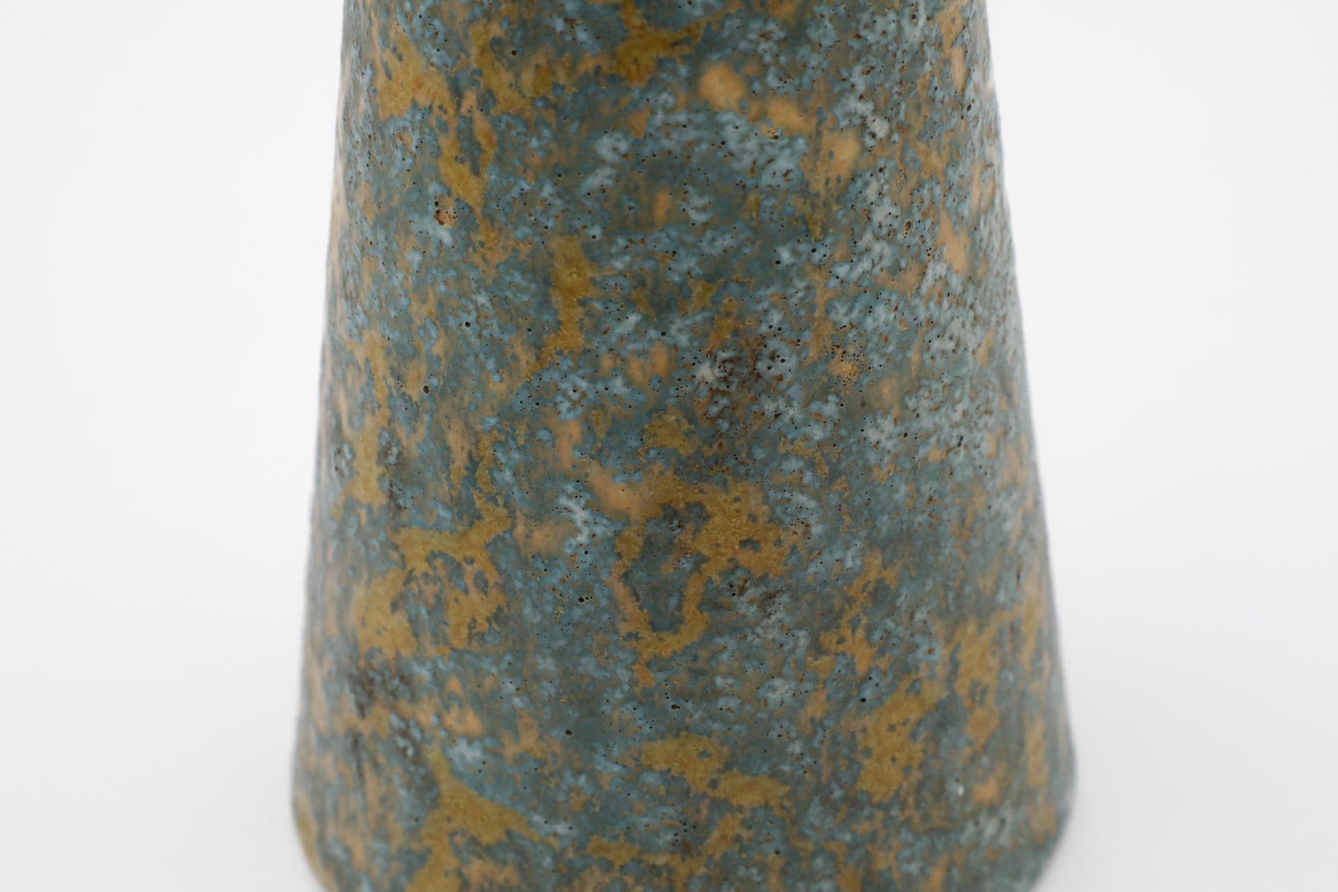 Large Mid-Century Gray and Yellow Lava Vase with Hourglass Shape 4