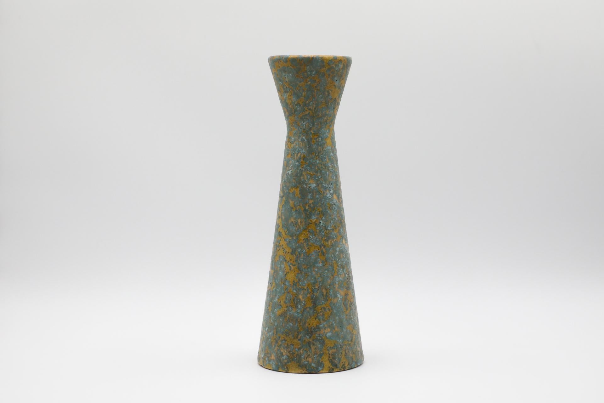 Mid-Century Modern Large Mid-Century Gray and Yellow Lava Vase with Hourglass Shape