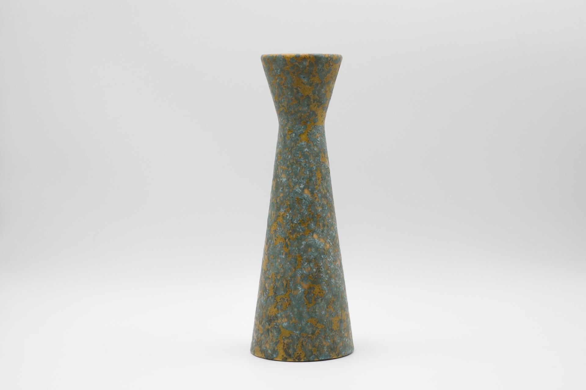 German Large Mid-Century Gray and Yellow Lava Vase with Hourglass Shape