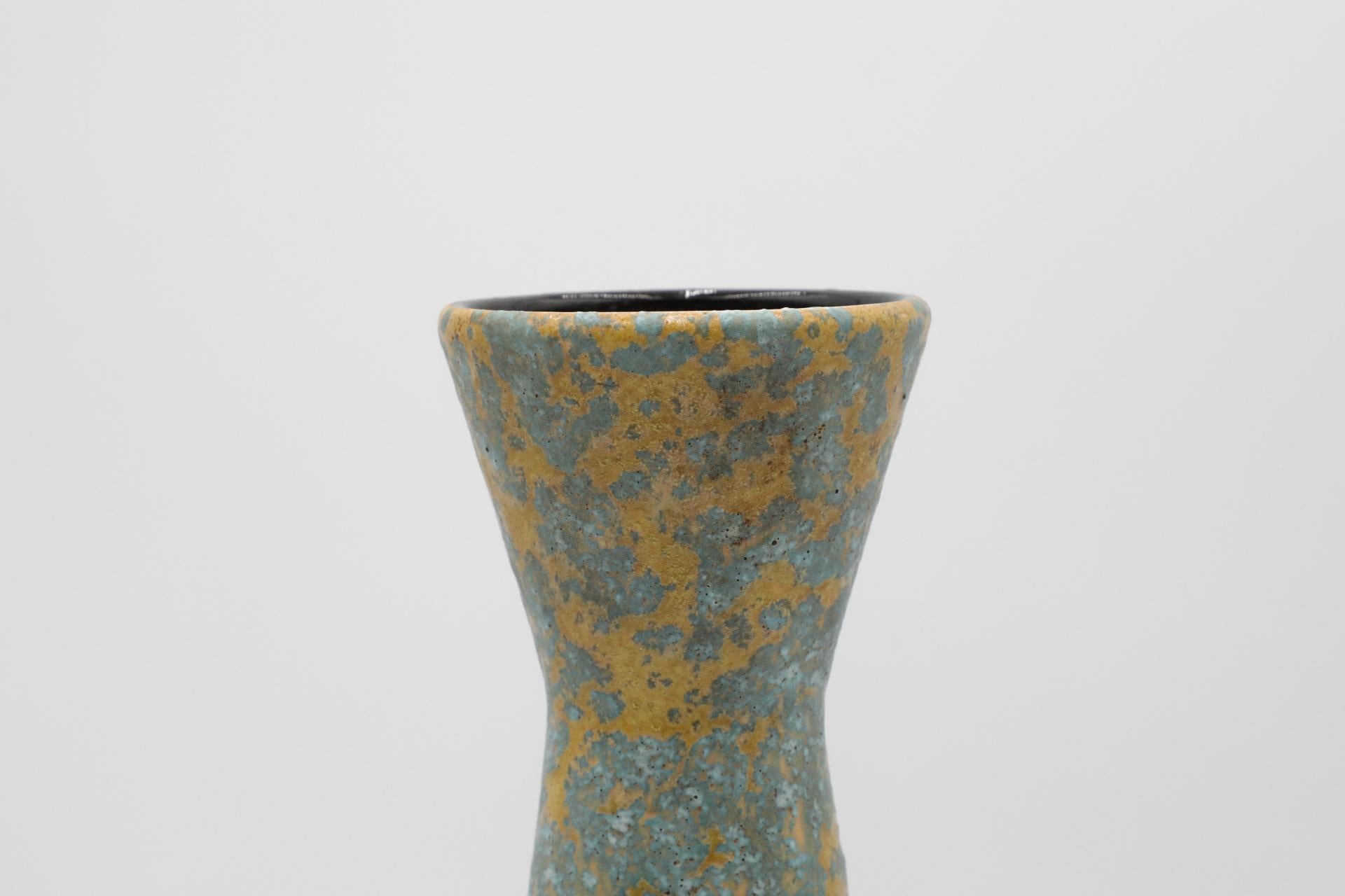 20th Century Large Mid-Century Gray and Yellow Lava Vase with Hourglass Shape