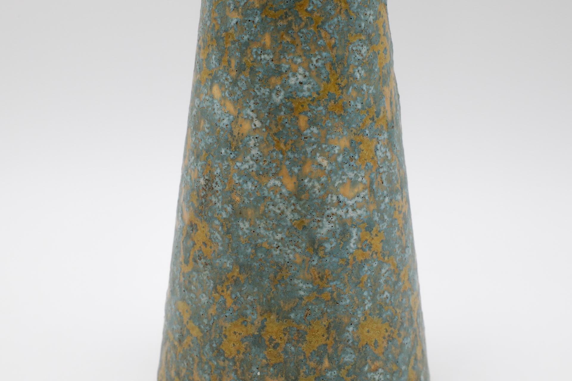 Large Mid-Century Gray and Yellow Lava Vase with Hourglass Shape 1