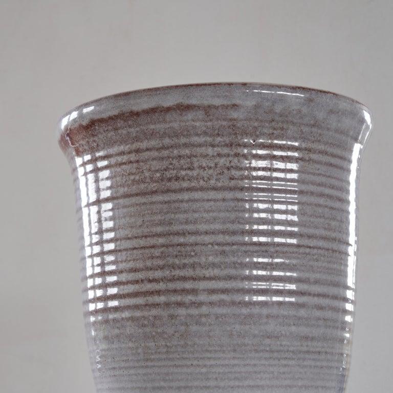 Mid-Century Modern Large Mid Century Grey and Red Glazed Dutch Pottery Vase For Sale