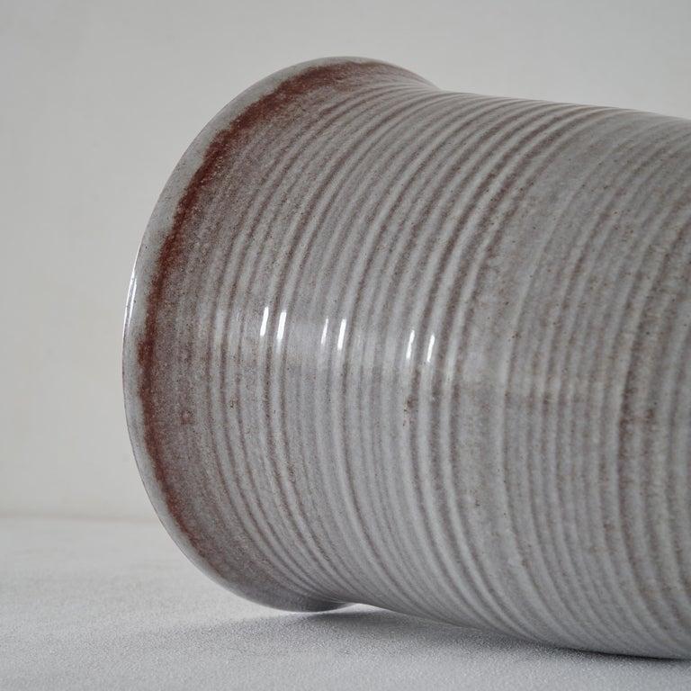 20th Century Large Mid Century Grey and Red Glazed Dutch Pottery Vase For Sale