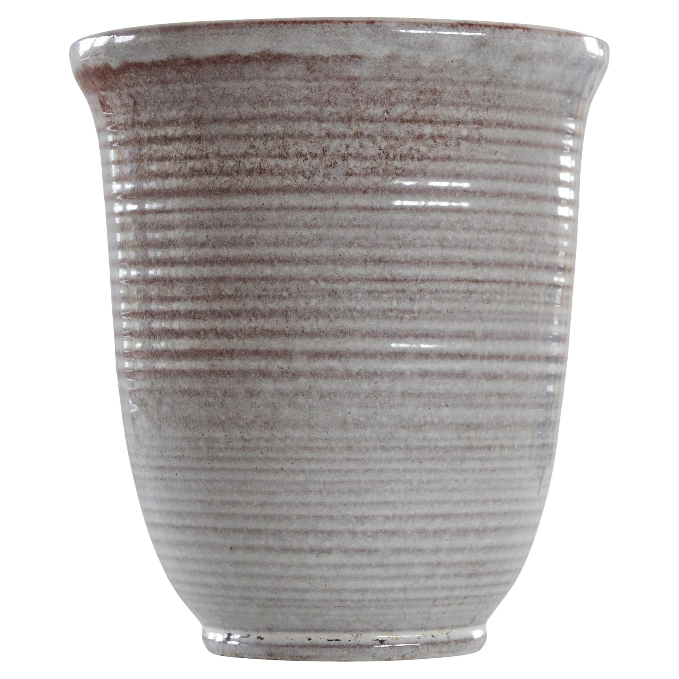 Large Mid Century Grey and Red Glazed Dutch Pottery Vase For Sale