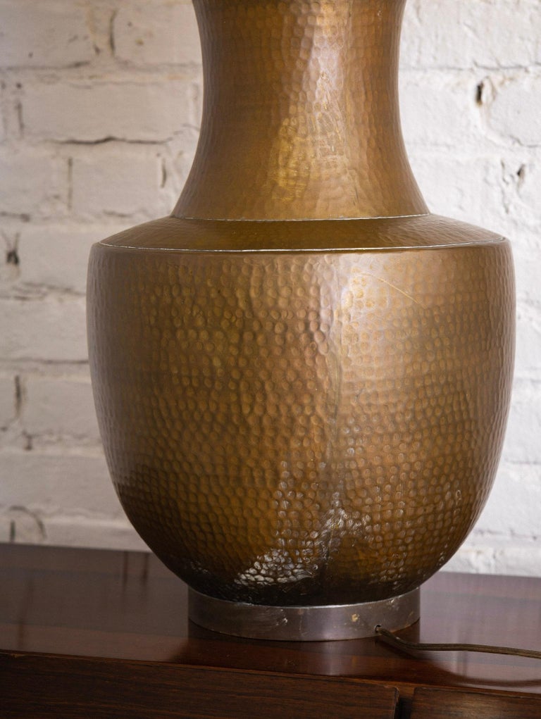Large Mid Century Hammered Brass Table Lamp at 1stDibs