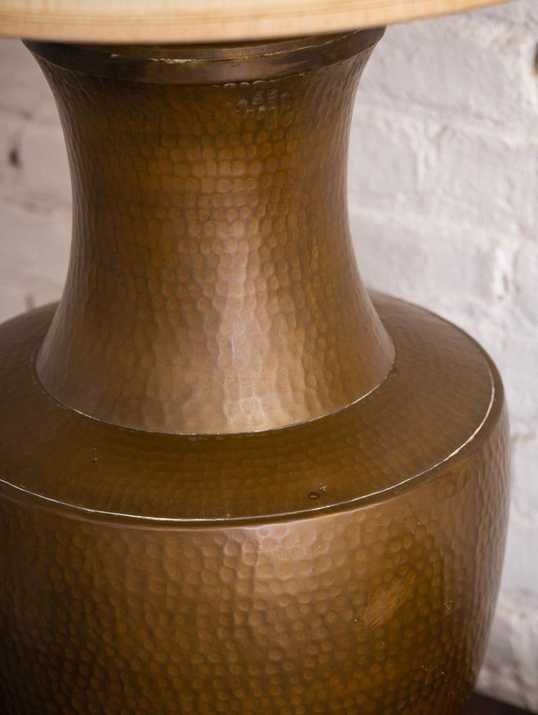 Large Mid Century Hammered Brass Table Lamp at 1stDibs