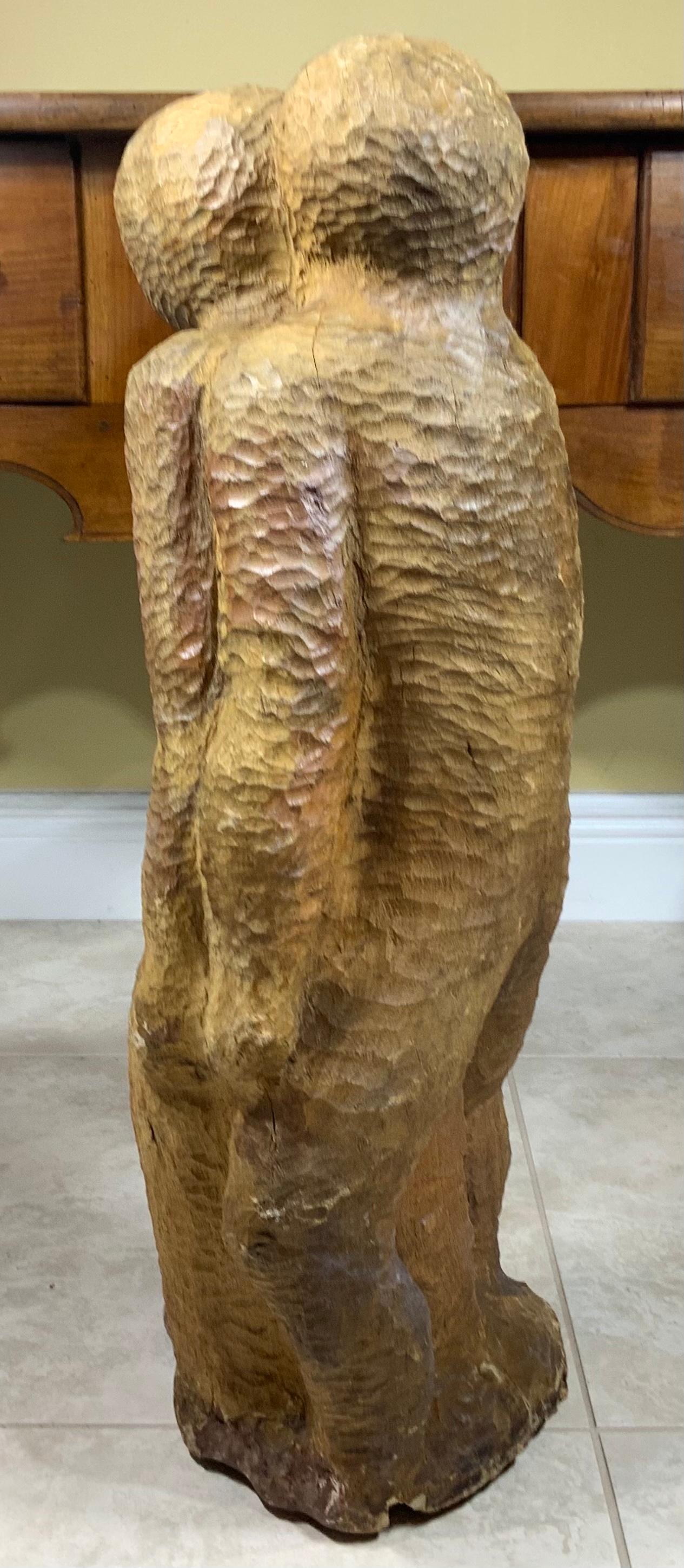 Grande sculpture cubiste en bois sculptée à la main du milieu du siècle dernier en vente 6