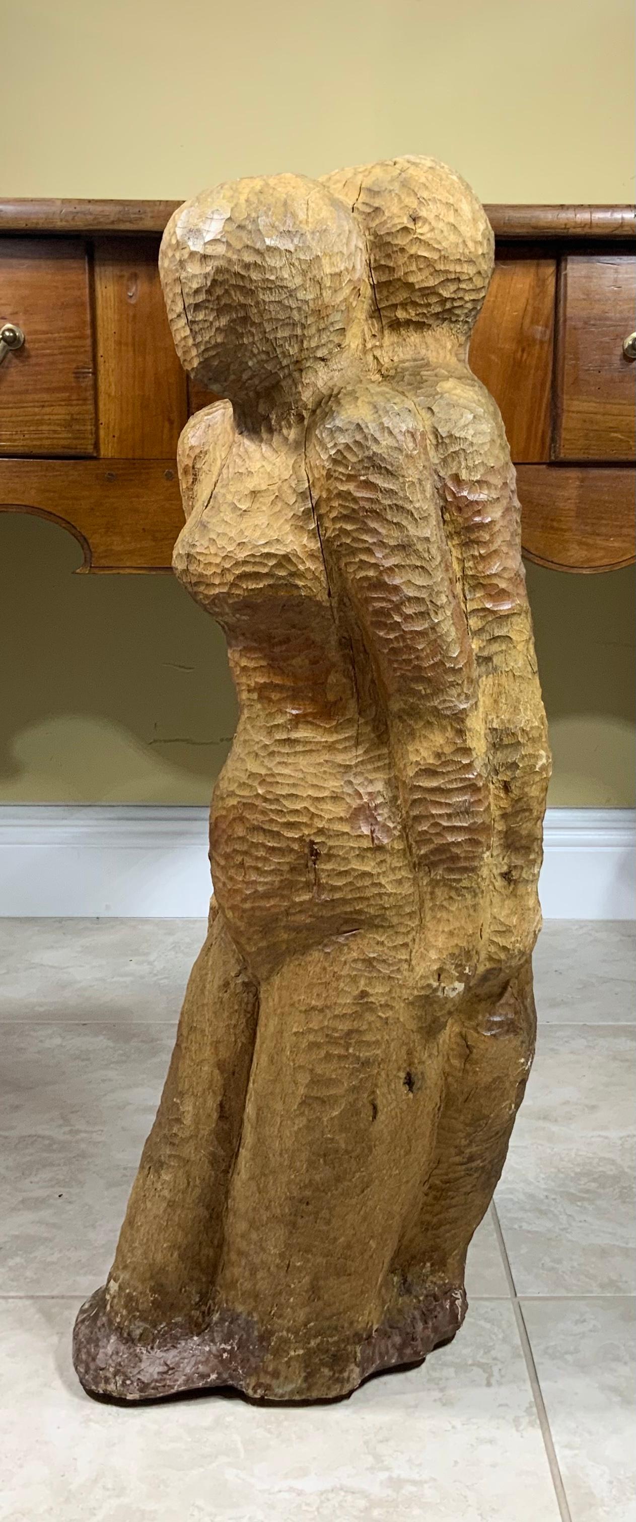 Grande sculpture cubiste en bois sculptée à la main du milieu du siècle dernier en vente 8