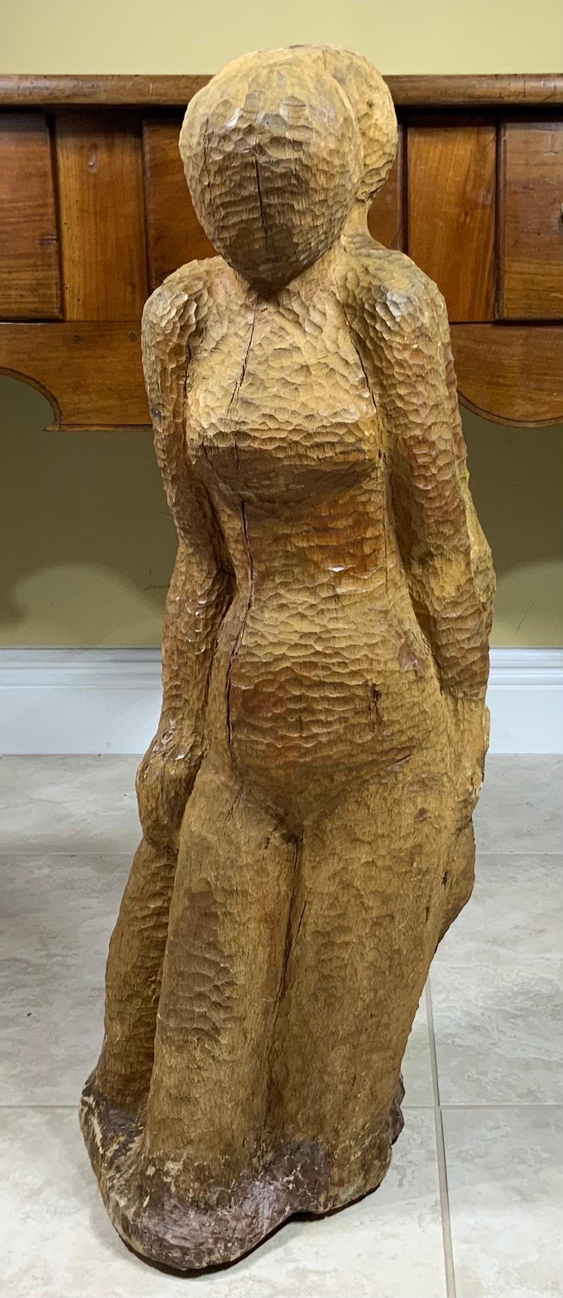 Grande sculpture cubiste en bois sculptée à la main du milieu du siècle dernier en vente 9