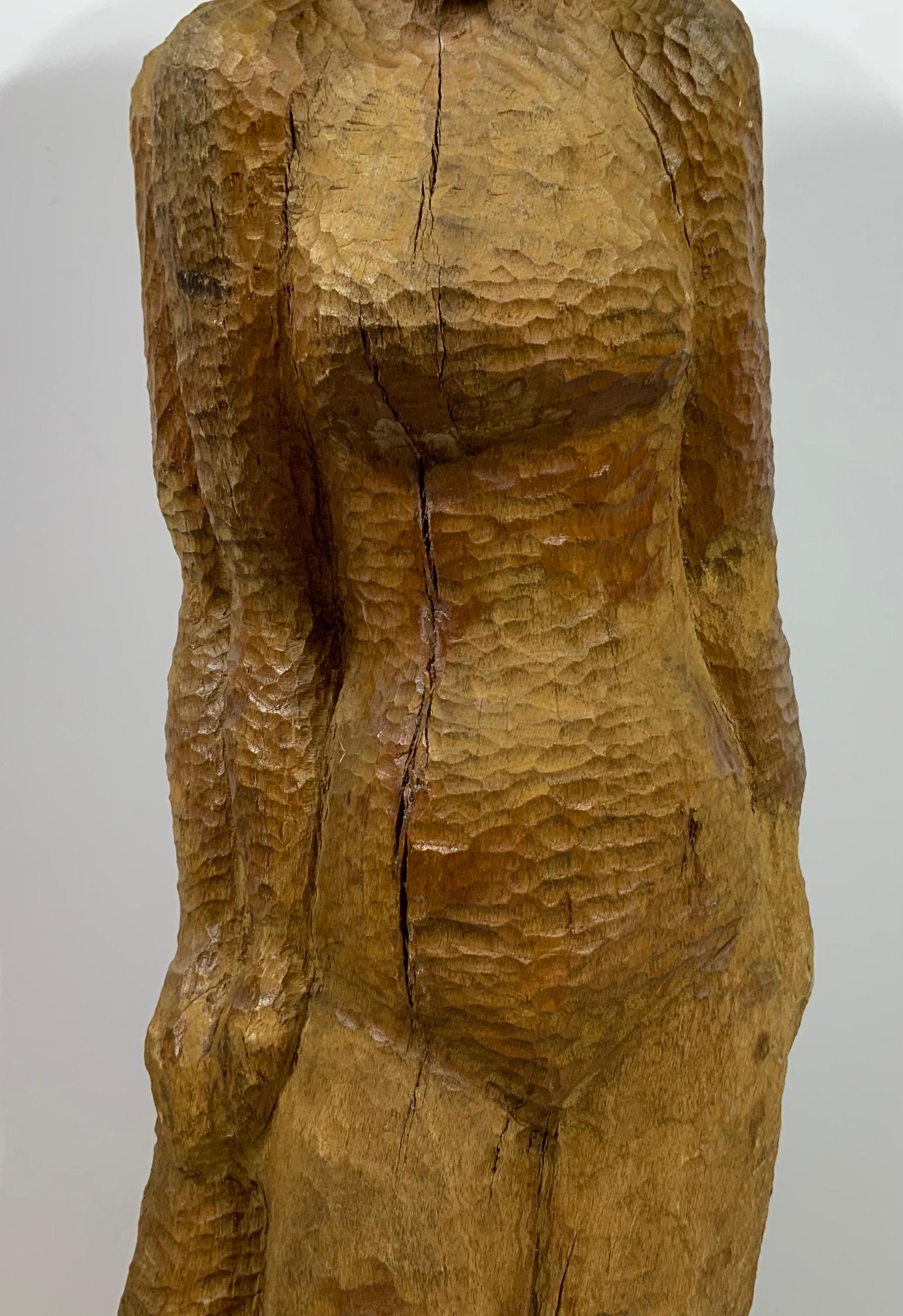 20ième siècle Grande sculpture cubiste en bois sculptée à la main du milieu du siècle dernier en vente