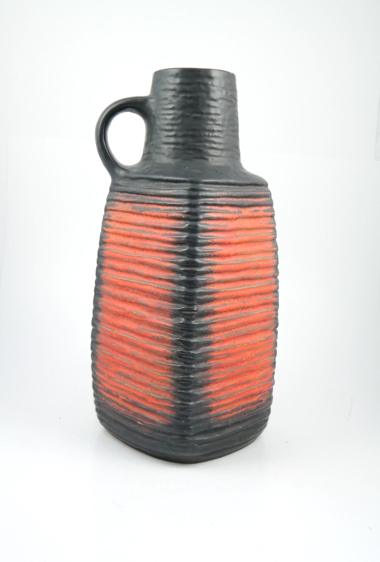 Signed, West-German large midcentury handmade ceramic vase, 1970s.