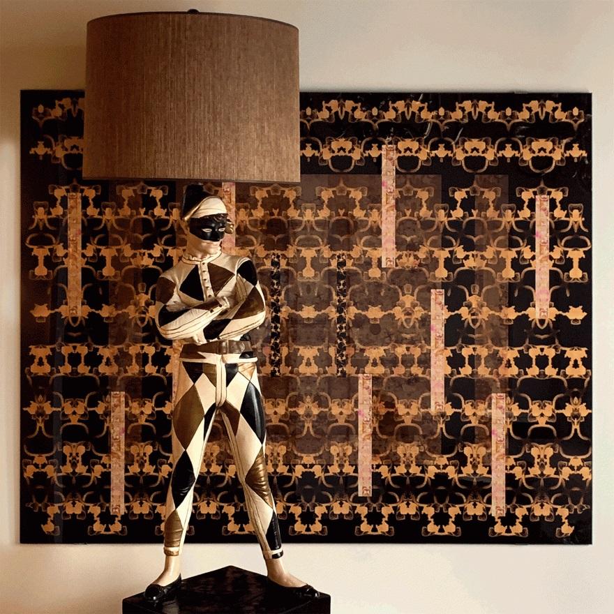 Large Midcentury Harlequin Jester Table Lamp In Good Condition In Dallas, TX