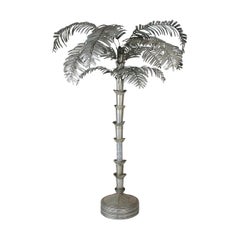 Large Midcentury Hollywood Regency Galvanized Decorative Palm Tree Sculpture