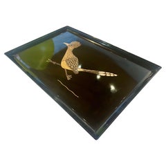 Large Mid Century Inlaid "Roadrunner" Tray by Couroc of California