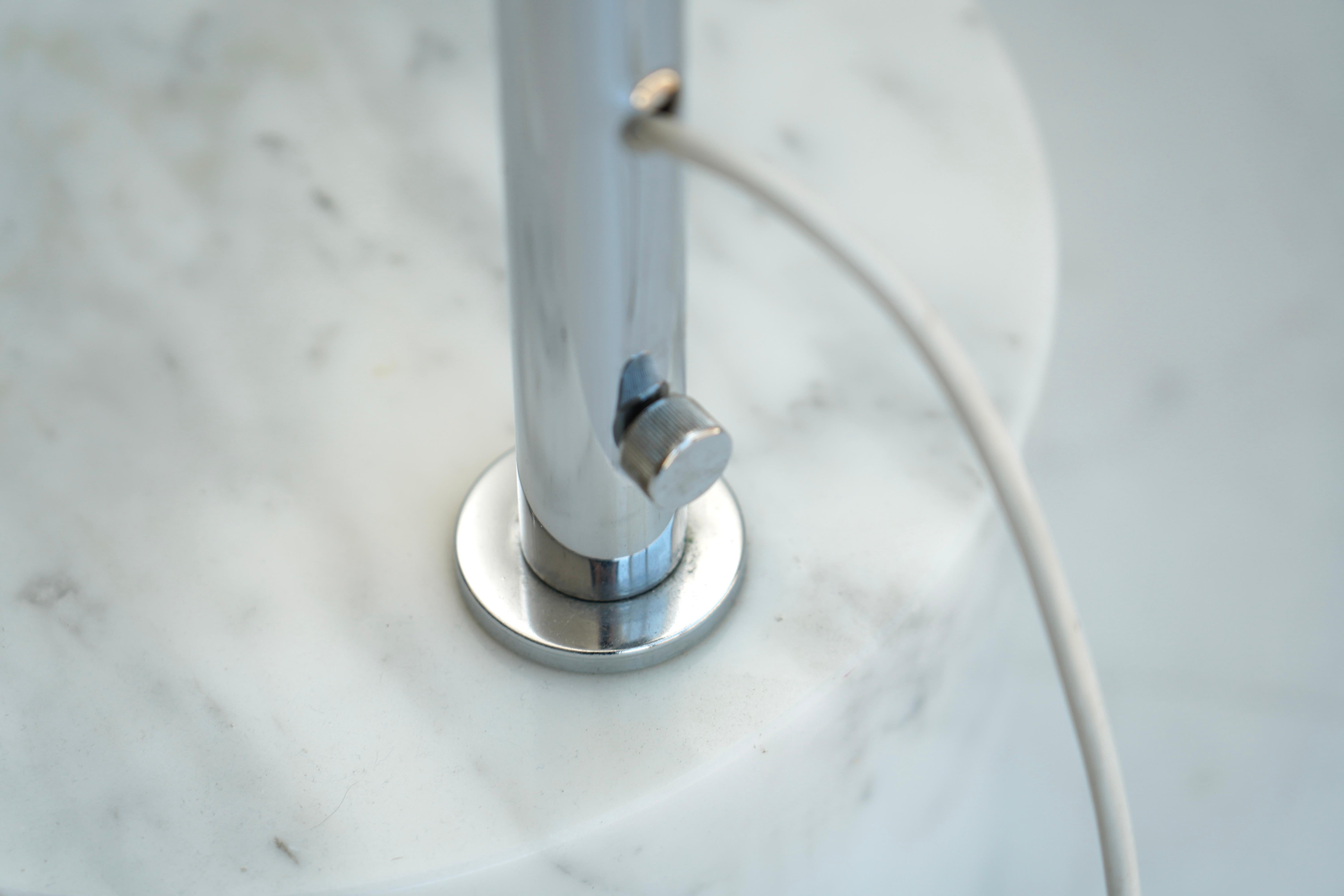 Large Mid Century Italian Arco / Arc Chrome & Marble Floor Lamp- Post modern For Sale 3