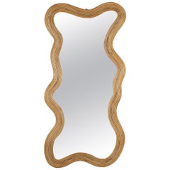 Large Mid-Century Italian Bamboo Mirror