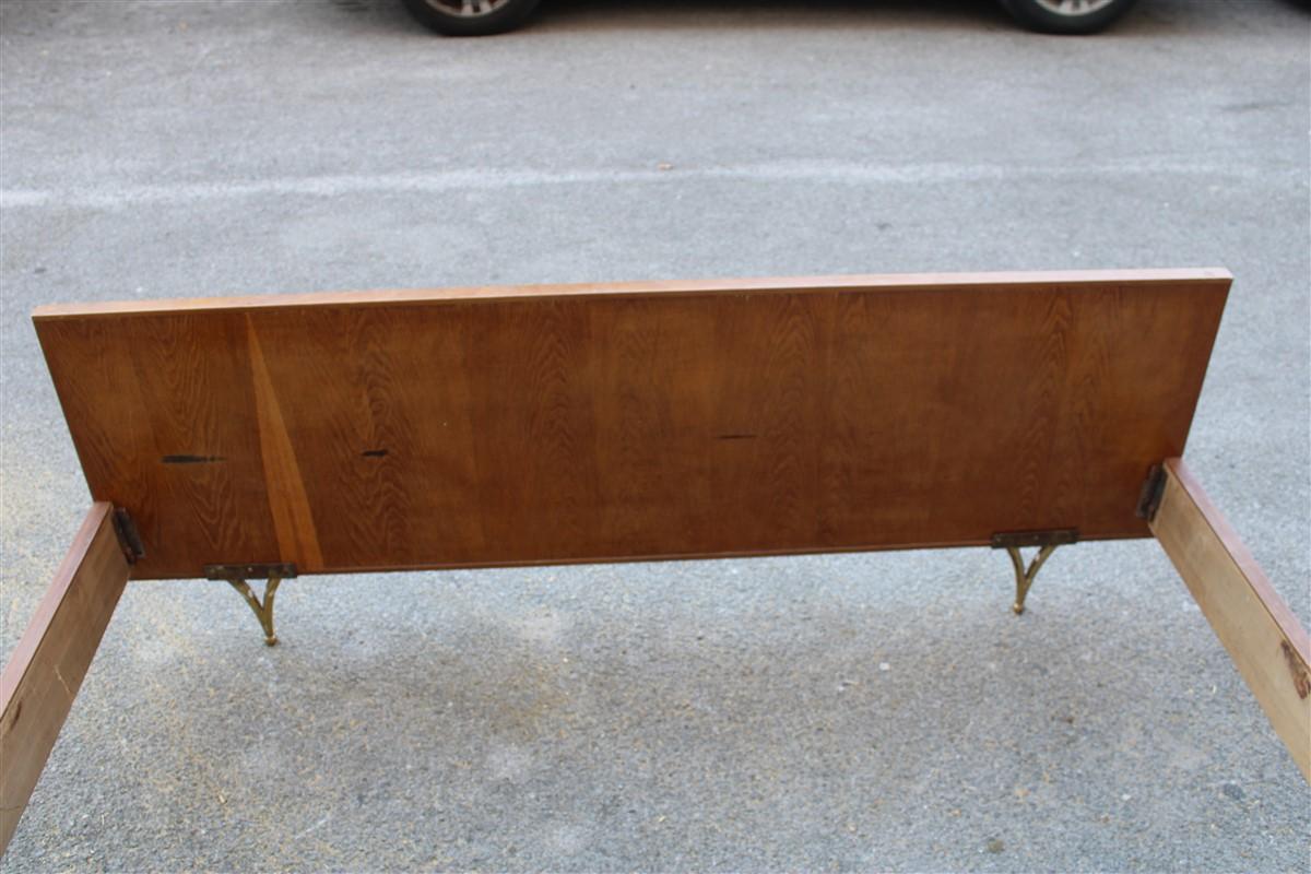 Large Mid-Century Italian Bed in Chestnut and Brass by Gio Ponti Attributed 1950 For Sale 8