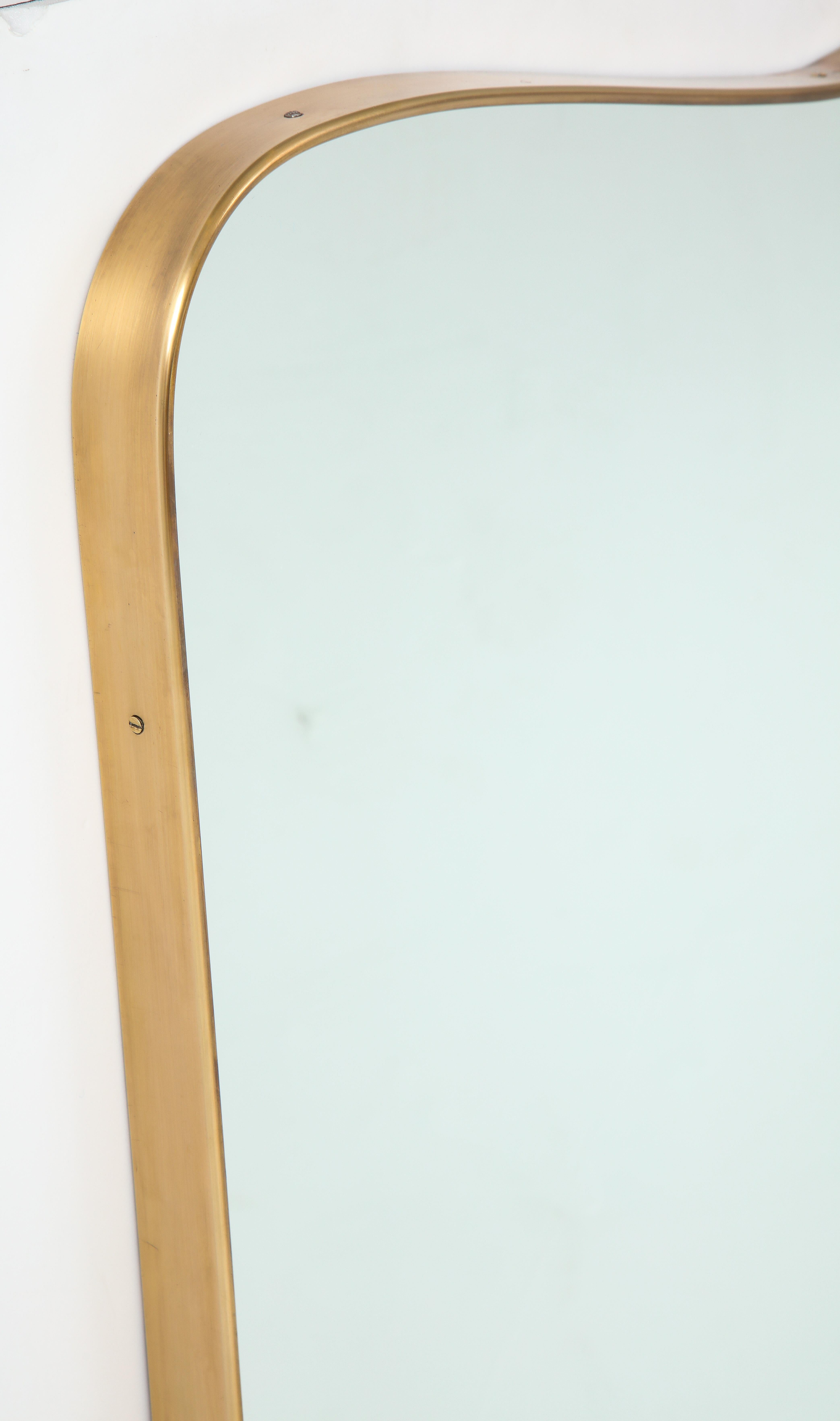 Mid-Century Modern Large Midcentury Italian Brass Framed Mirror, Gio Ponti Style