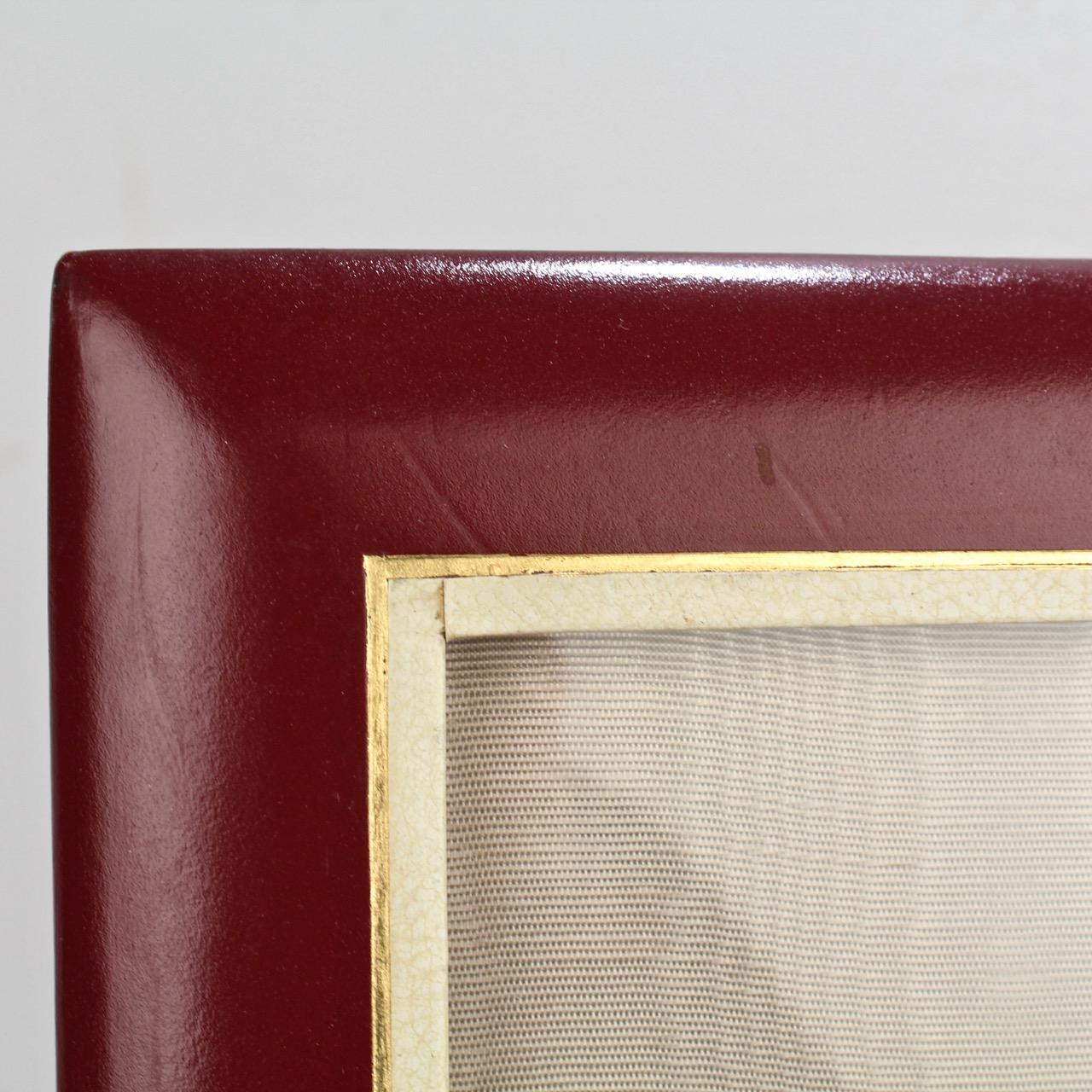 Large Midcentury Italian Burgundy Leather Easel Back Photo or Picture Frame 2