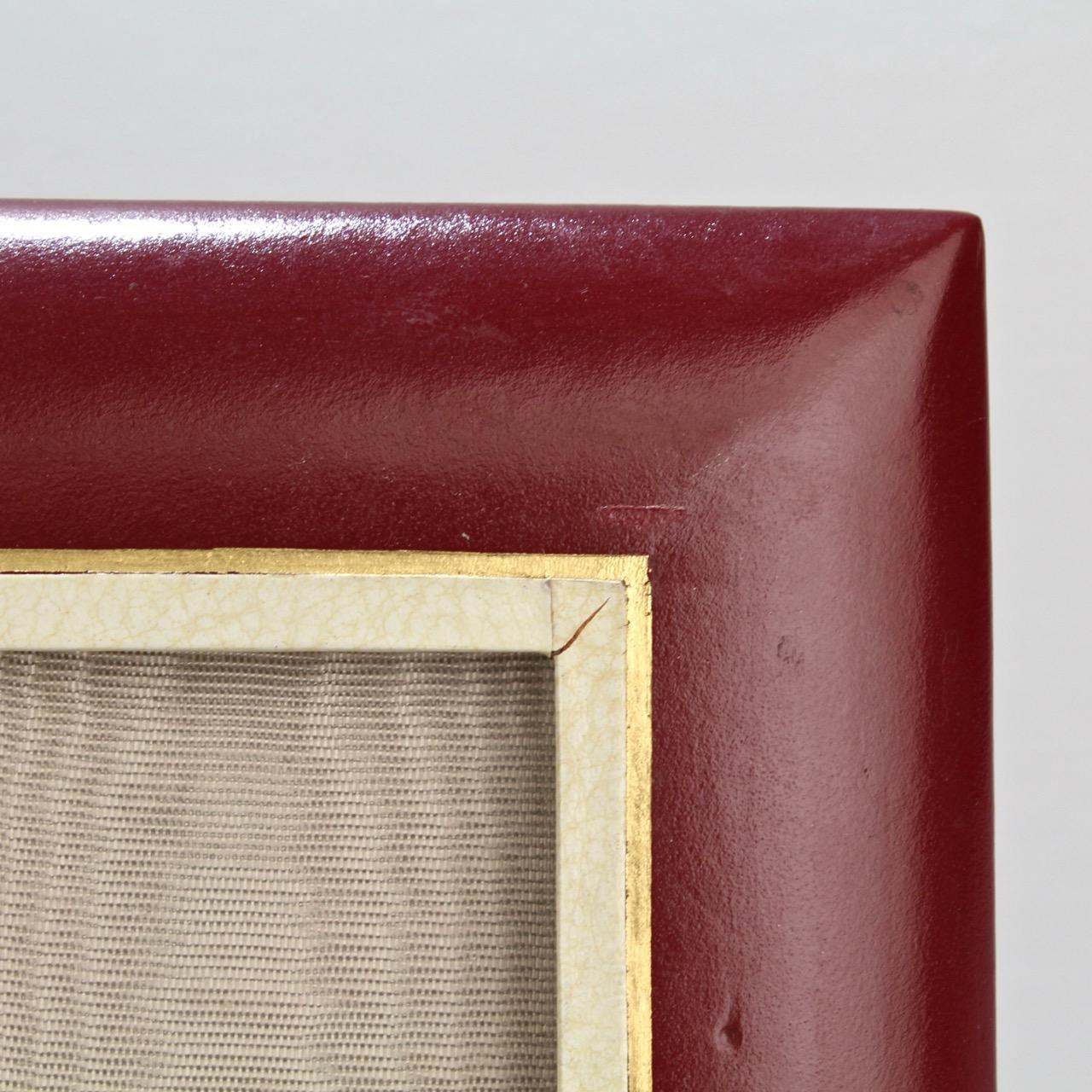 Large Midcentury Italian Burgundy Leather Easel Back Photo or Picture Frame 4