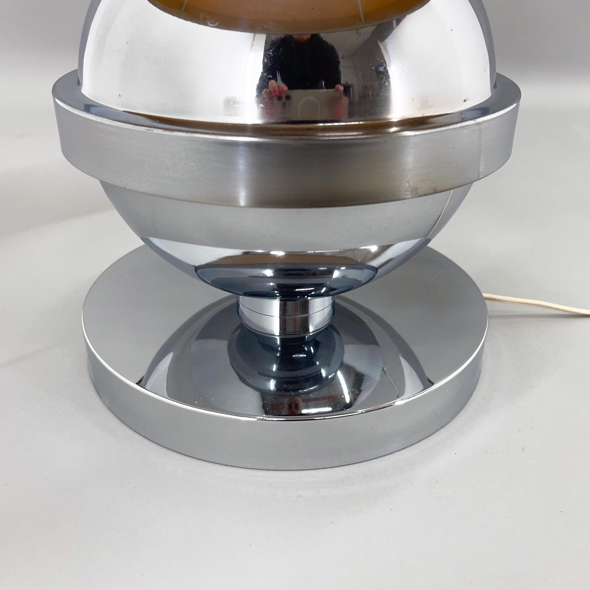 Large Mid-century Italian Chrome Table Lamp, 1970s In Good Condition For Sale In Praha, CZ