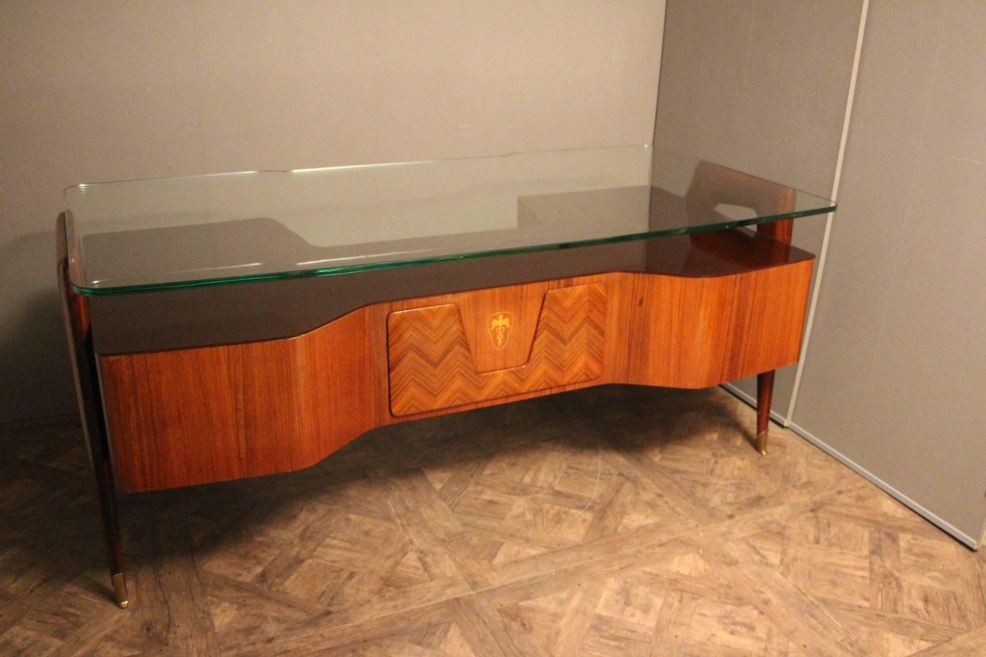 Large Midcentury Italian Executive Desk by Vittorio Dassi In Excellent Condition In Saint-Ouen, FR