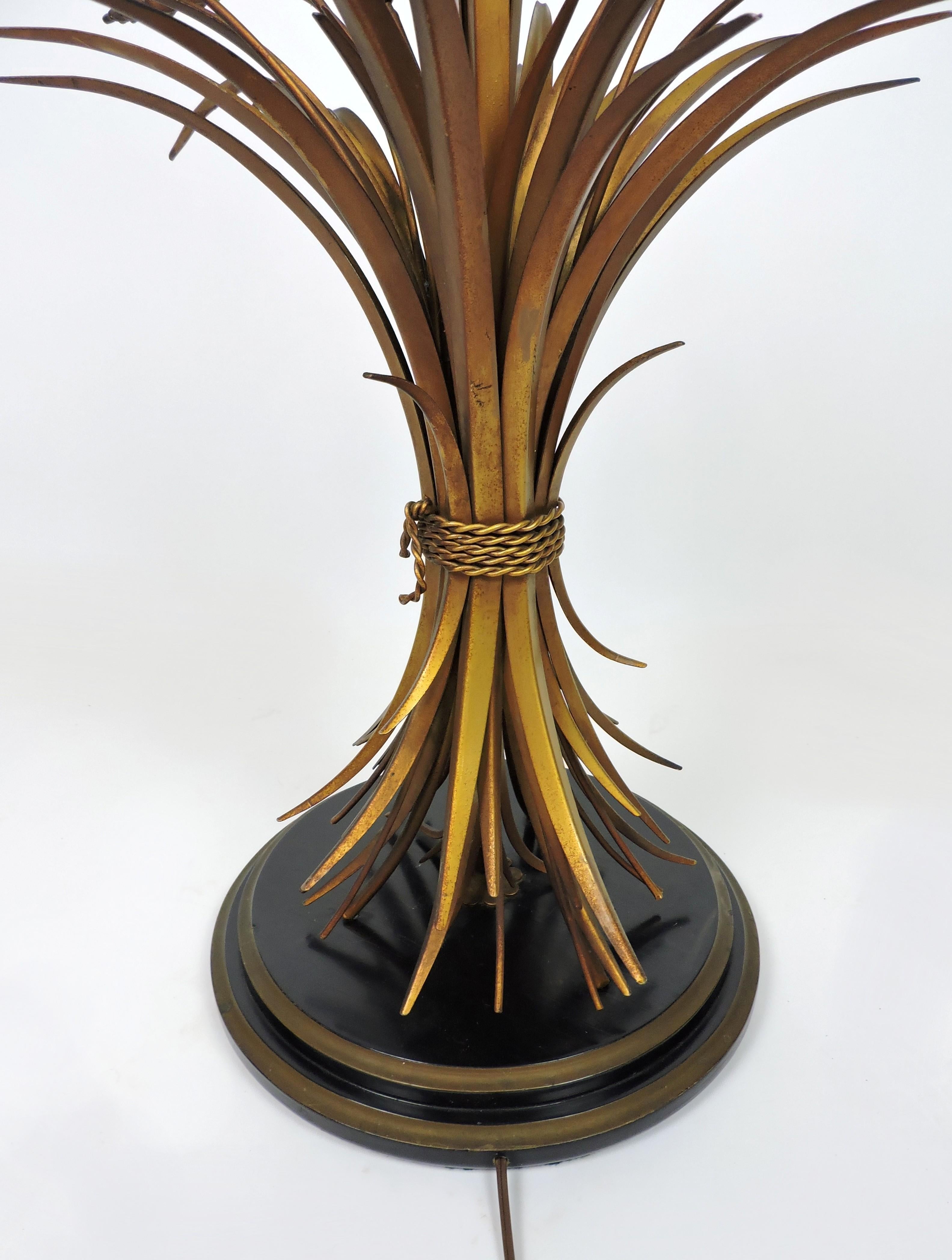 Large Mid-Century Italian Gilt Metal Sheaf of Wheat Table Lamp 4