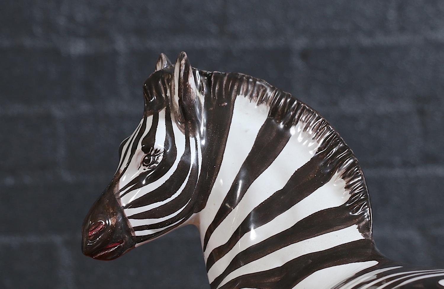Large Mid-Century Italian Glazed Ceramic Zebra Sculpture 2