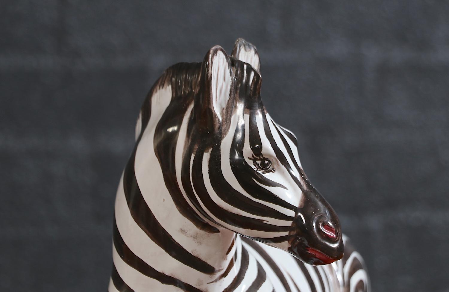 Large Mid-Century Italian Glazed Ceramic Zebra Sculpture 4