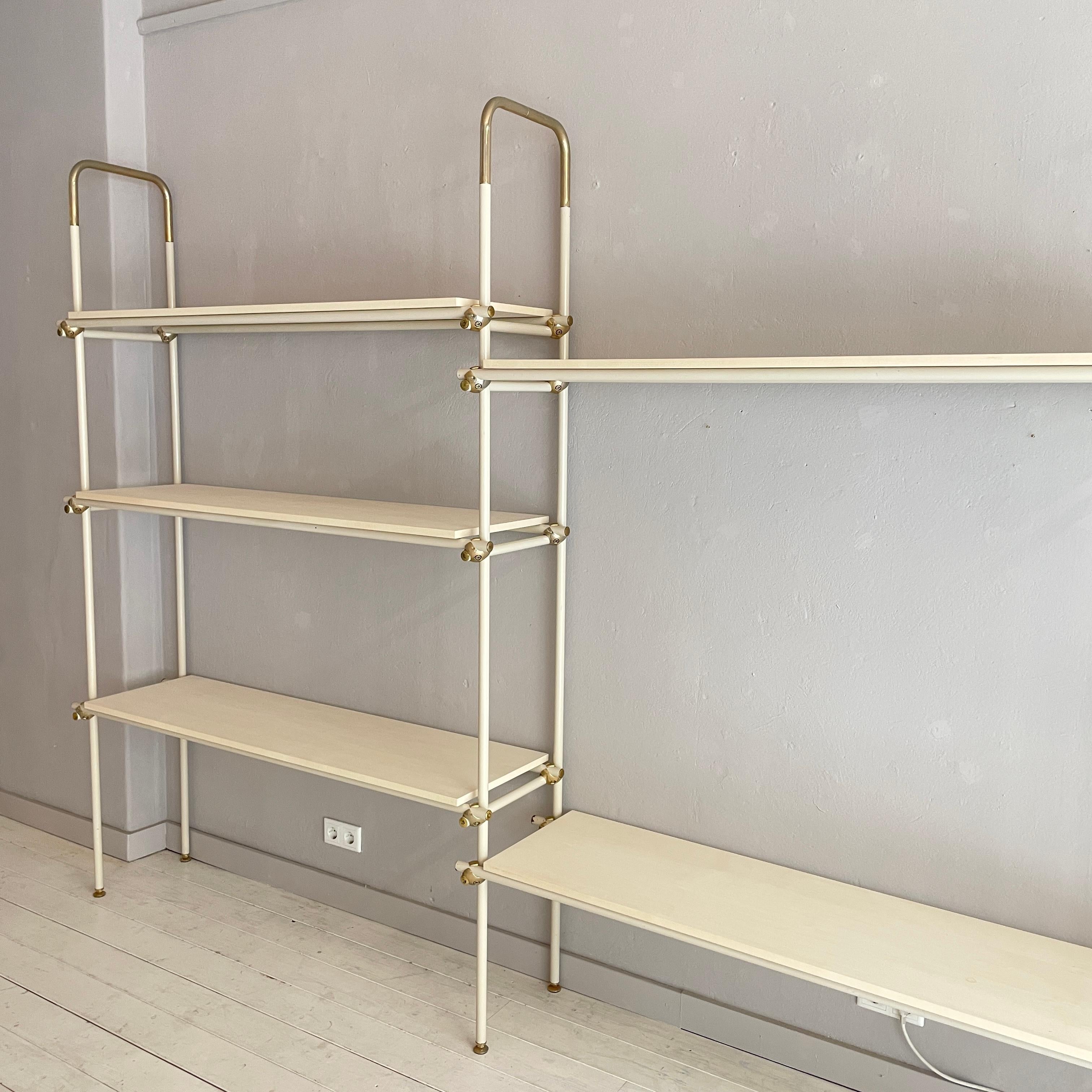Large Mid-Century Italian Metal and Brass Shelf / Shelving System, around 1970 For Sale 3