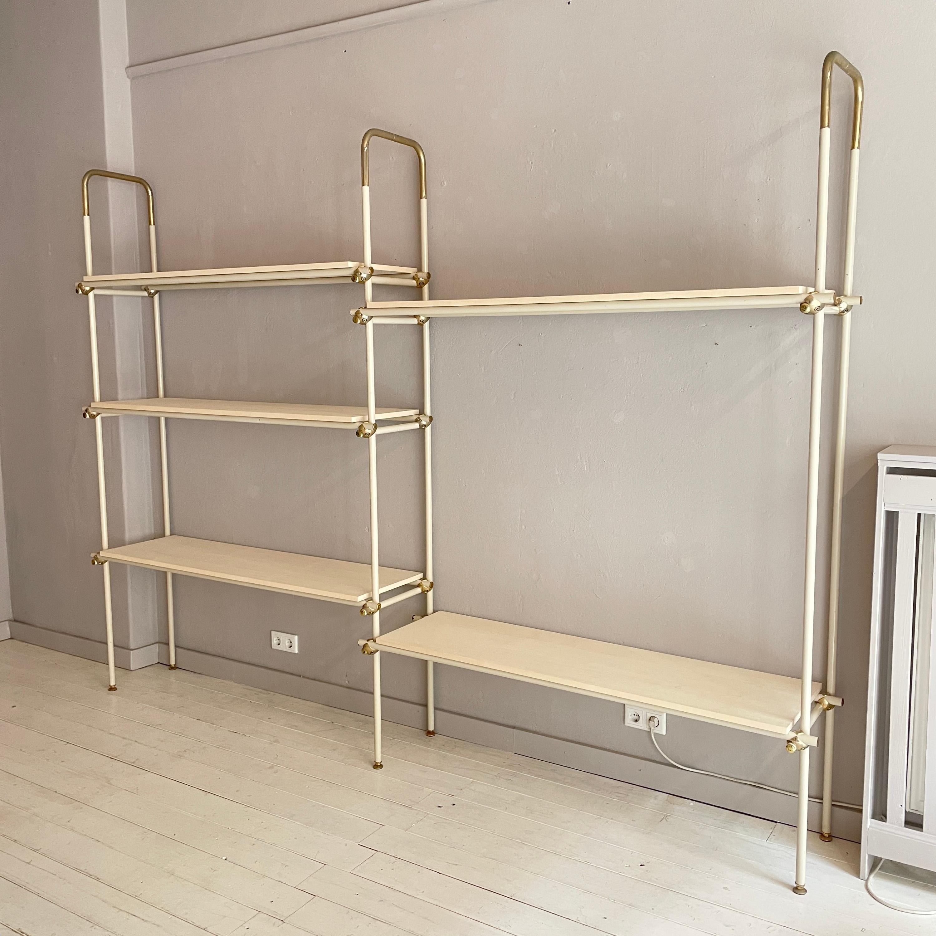 Large Mid-Century Italian Metal and Brass Shelf / Shelving System, around 1970 For Sale 4