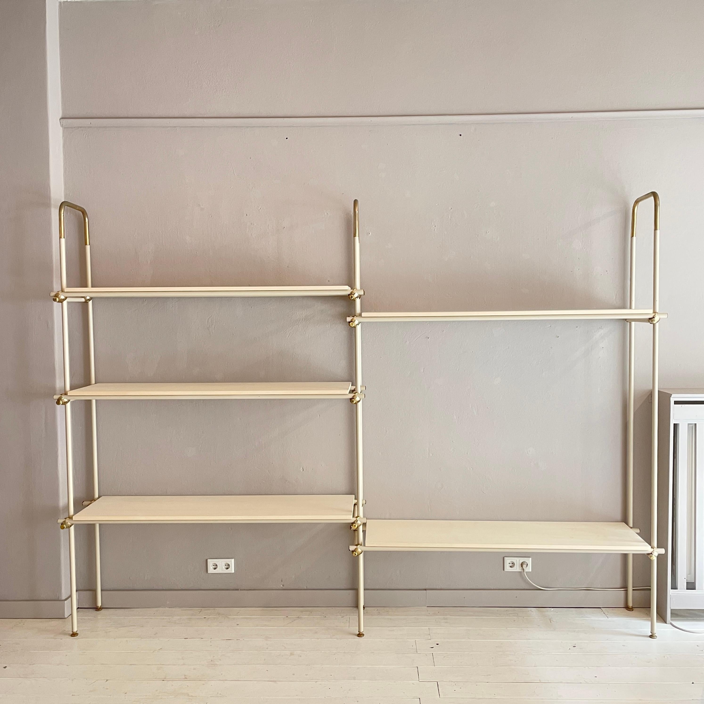 Mid-Century Modern Large Mid-Century Italian Metal and Brass Shelf / Shelving System, around 1970 For Sale