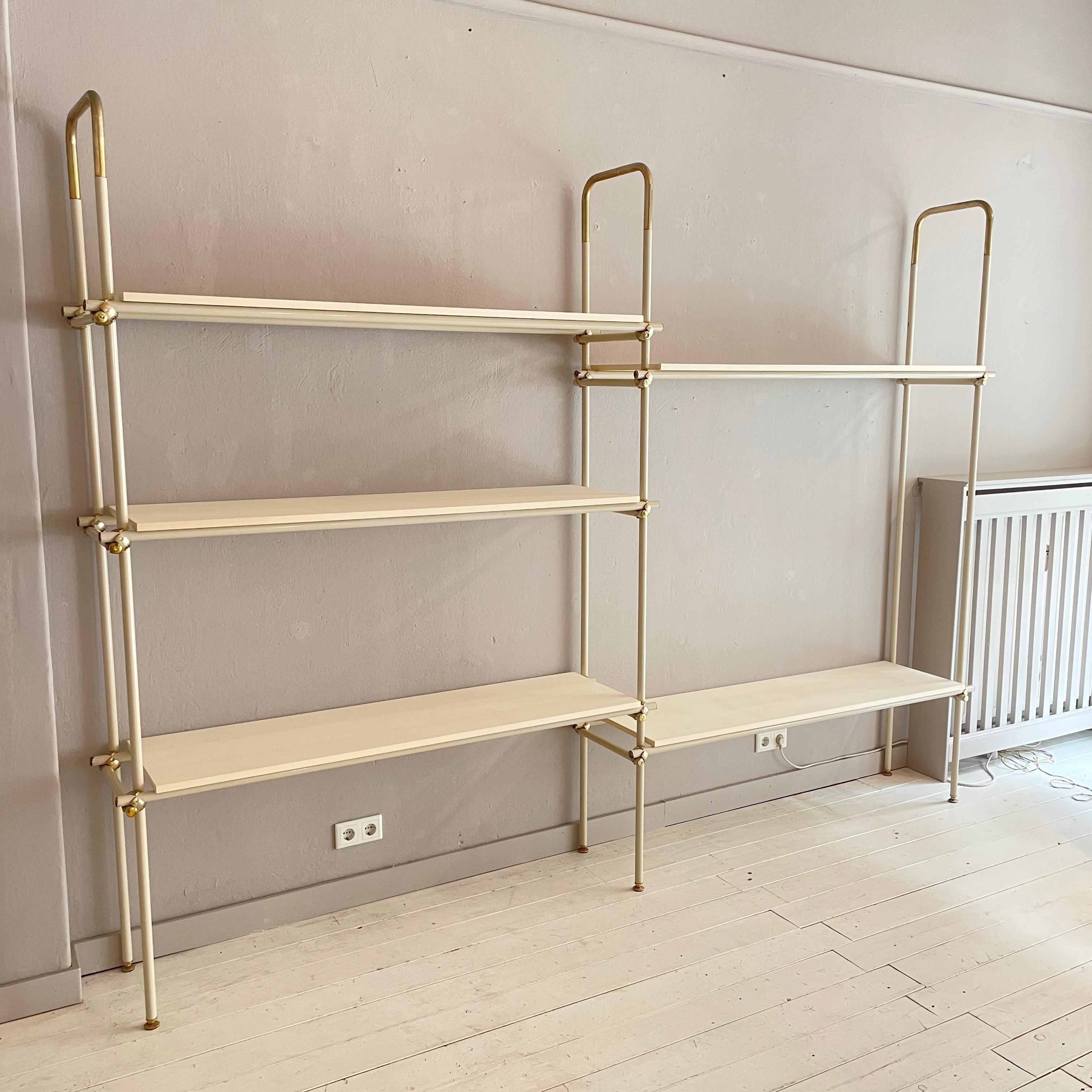 Late 20th Century Large Mid-Century Italian Metal and Brass Shelf / Shelving System, around 1970 For Sale