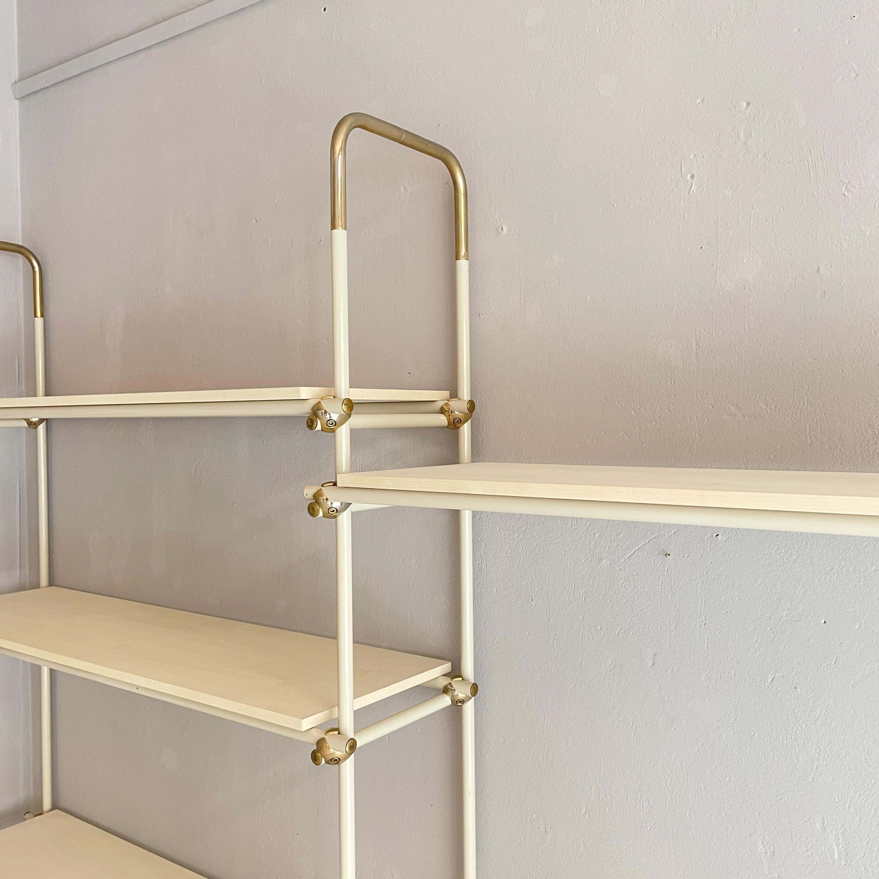 Large Mid-Century Italian Metal and Brass Shelf / Shelving System, around 1970 For Sale 1