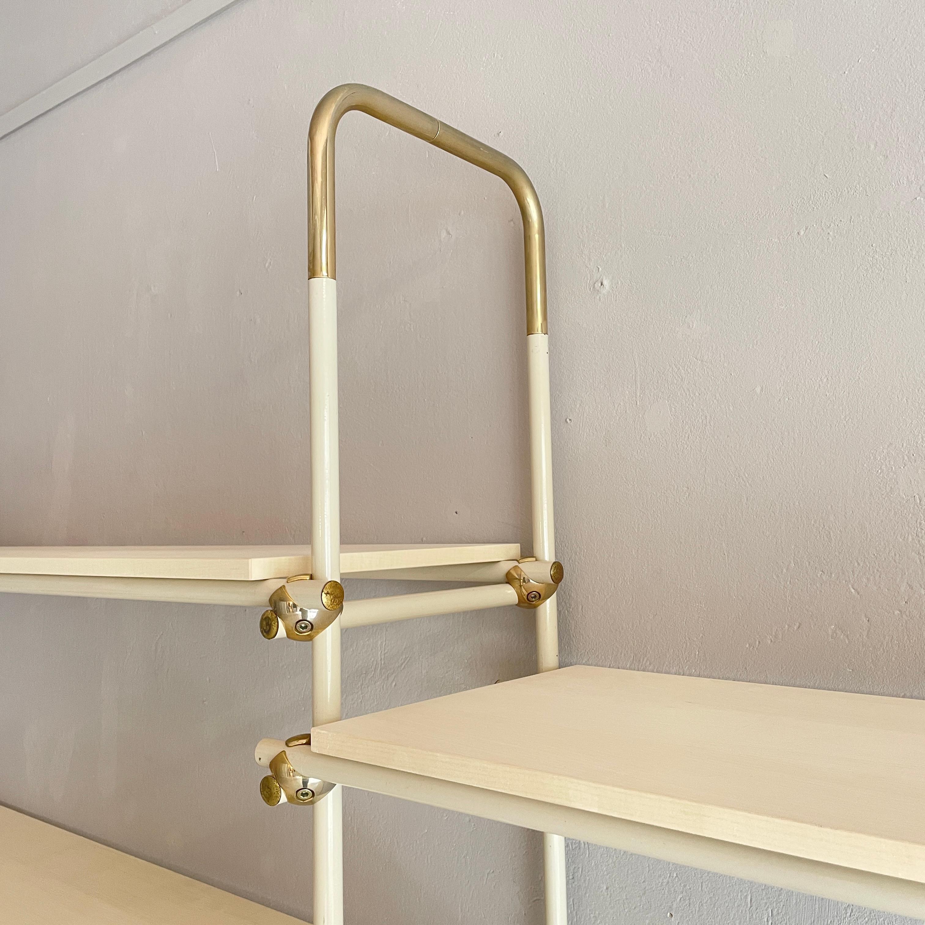 Large Mid-Century Italian Metal and Brass Shelf / Shelving System, around 1970 For Sale 2