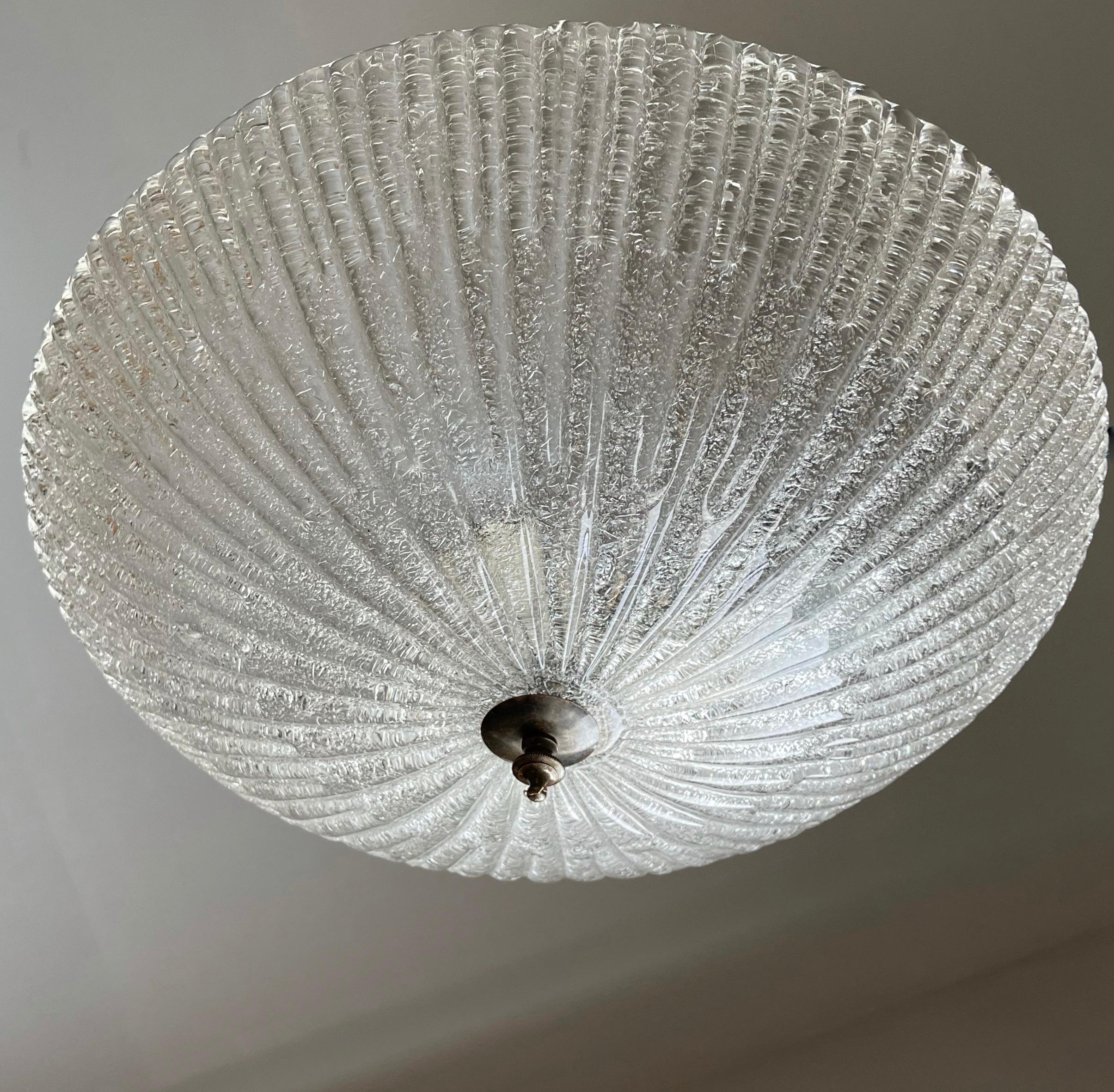 Large and Fine Mid-Century Italian Murano Glass Art Flushmount / Ceiling Fixture For Sale 2