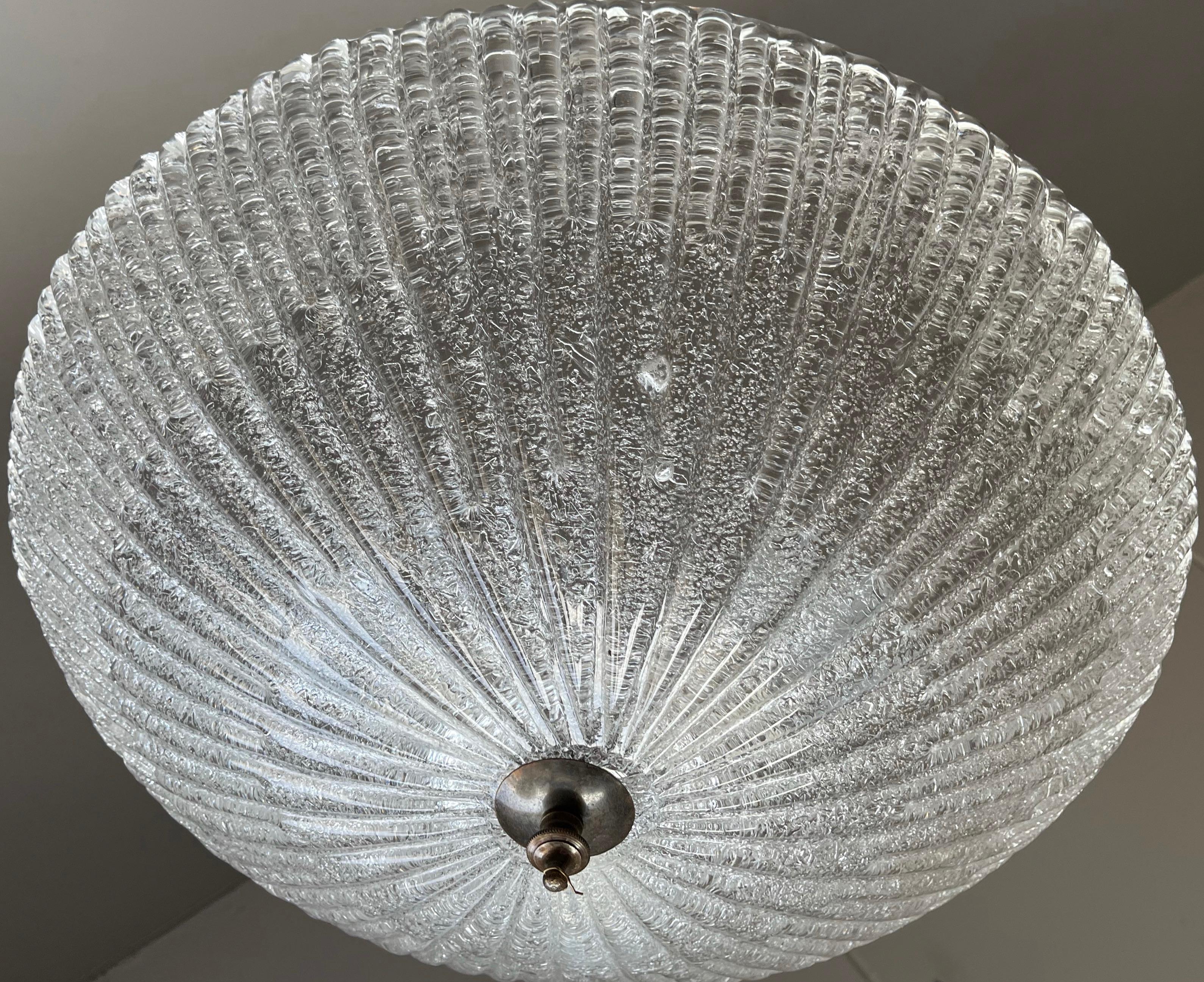 Große italienische Muranoglas-Kunst-Einbauleuchte / Lampe aus der Mitte des Jahrhunderts (Handgefertigt) im Angebot