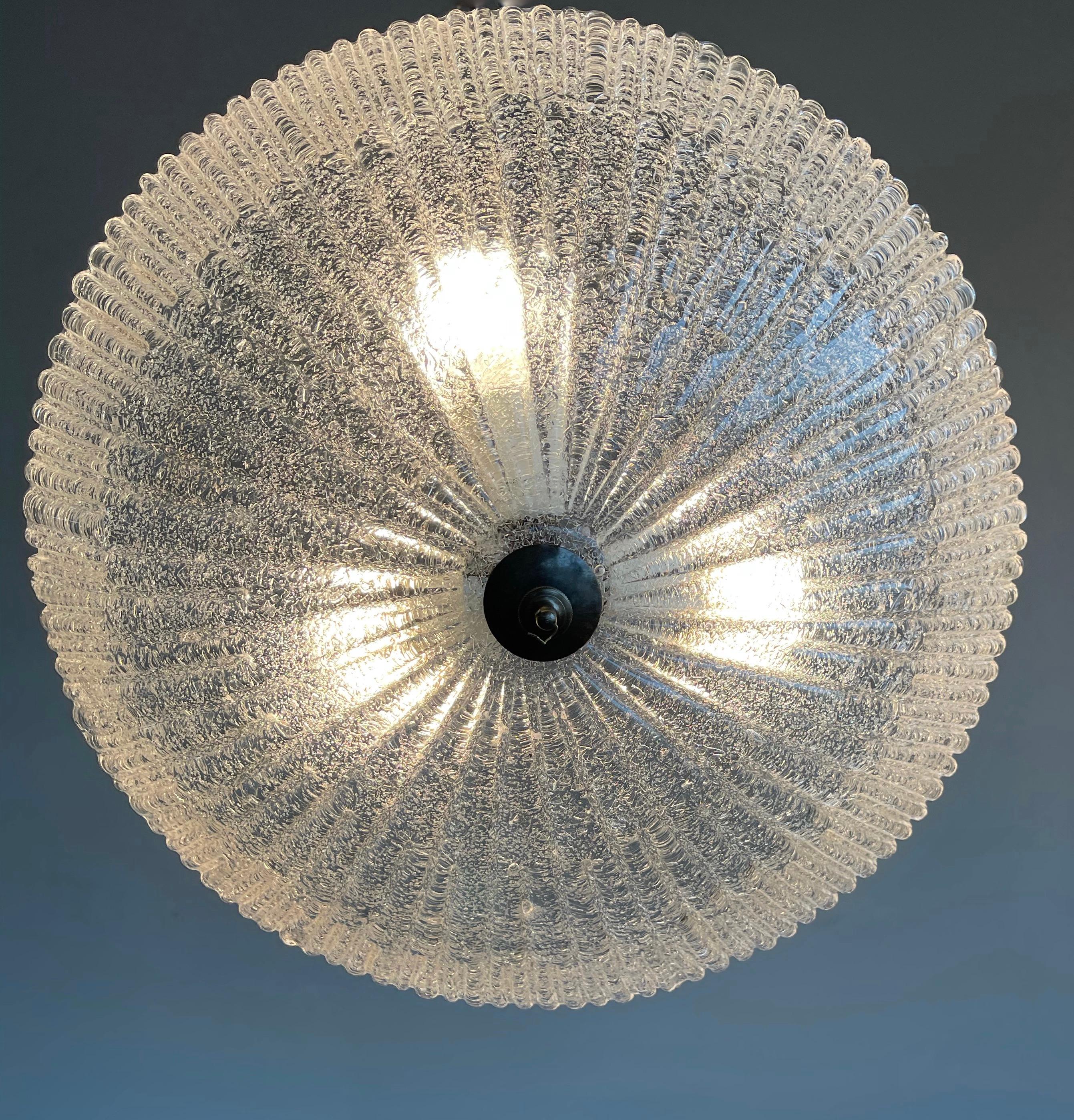 Large and Fine Mid-Century Italian Murano Glass Art Flushmount / Ceiling Fixture For Sale 1